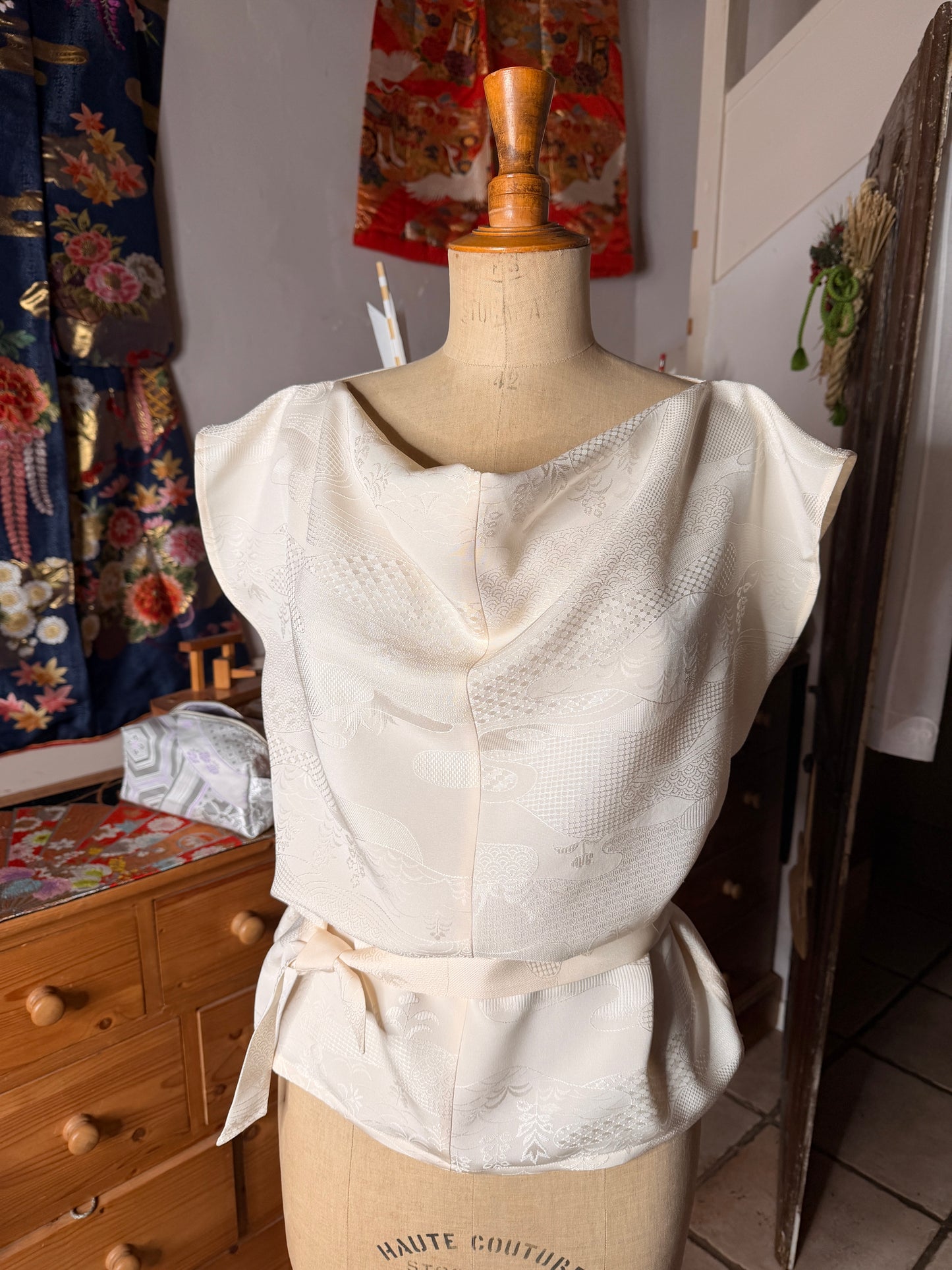 Top tunique kimono japonais en soie Neuf