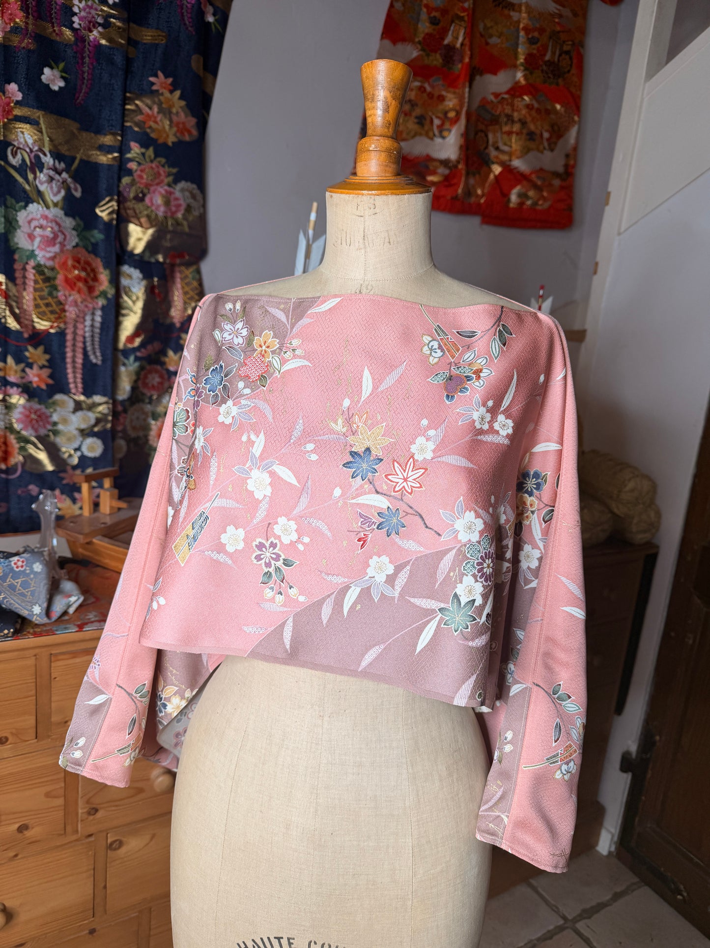 Top tunique kimono japonais en soie