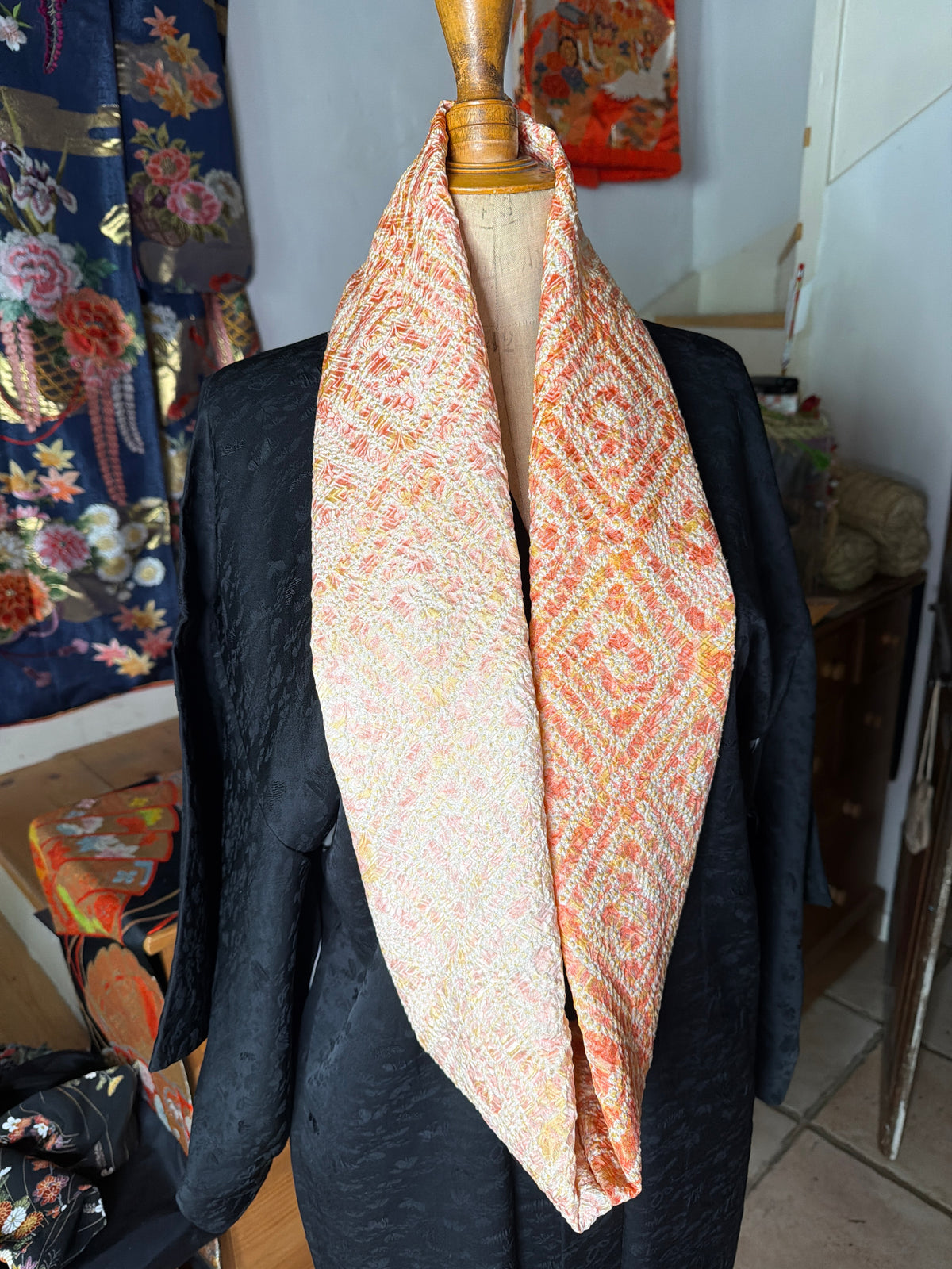 Tour de cou kimono shibori japonais en  soie