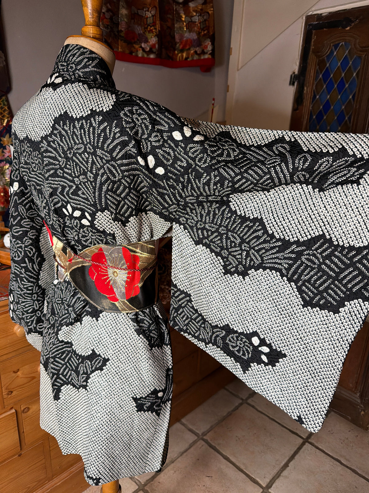 Haori veste de kimono japonais en soie Shibori