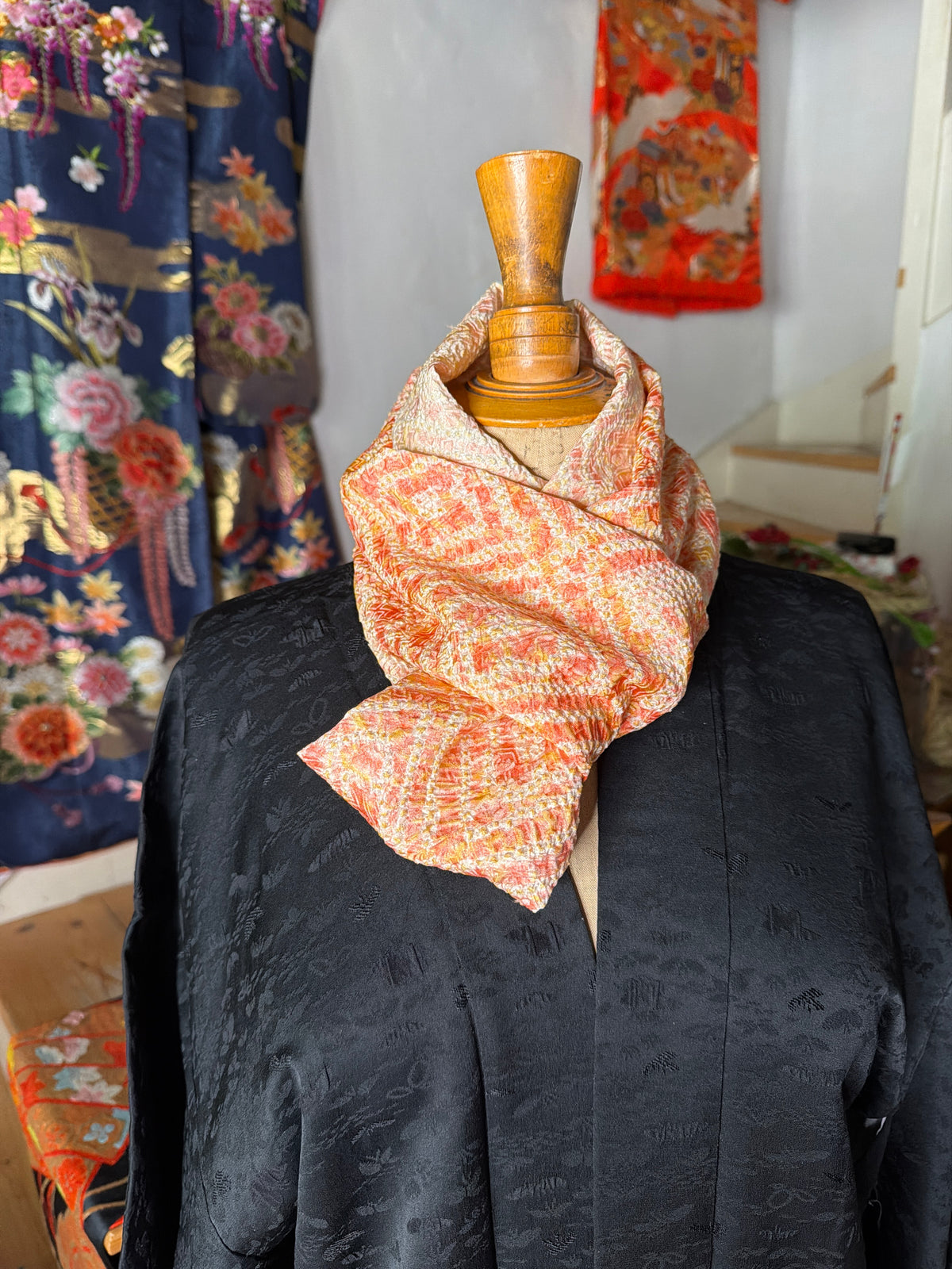 Tour de cou kimono shibori japonais en  soie