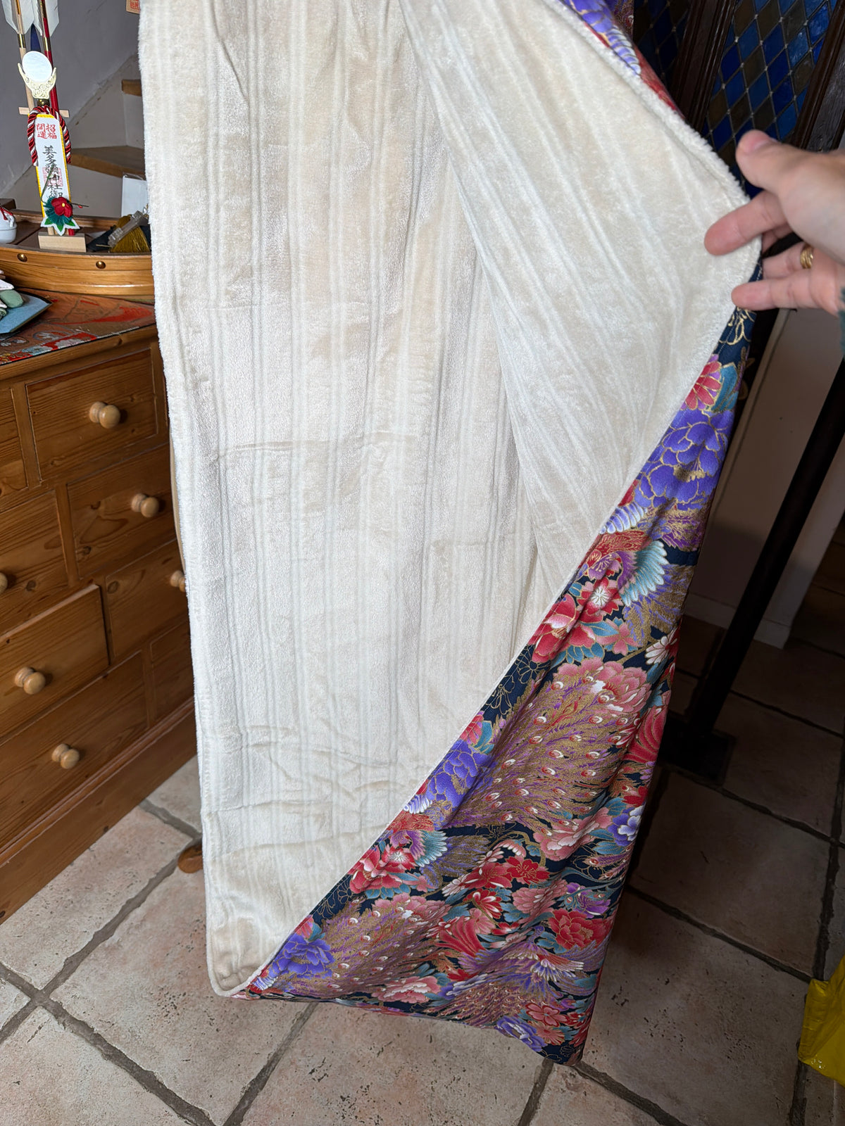 Veste momonga tissu japonais en coton et intérieur polaire  double face
