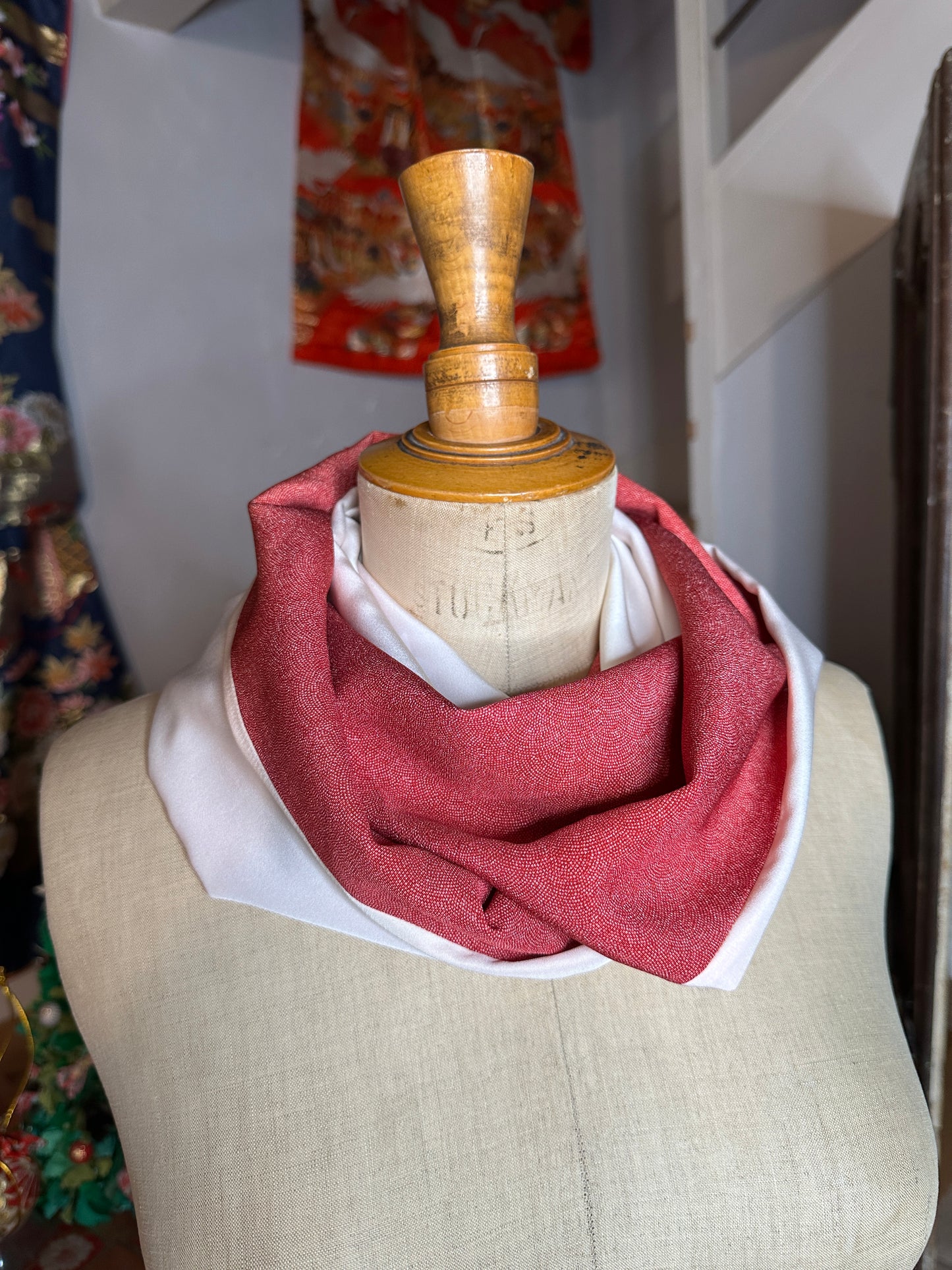 Snood tour de cou foulard kimono japonais en soie Neuf