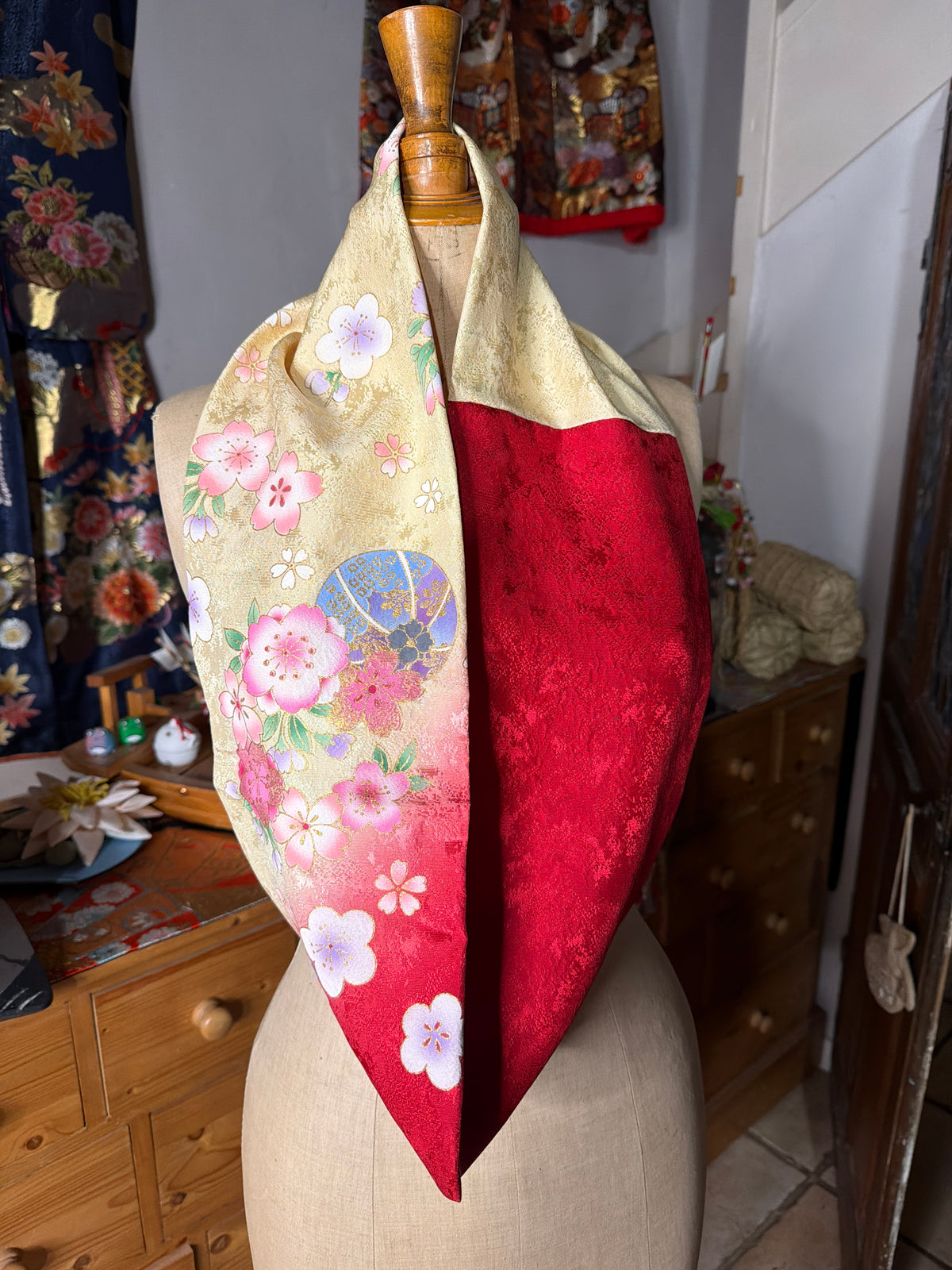 Tour de cou snood kimono furisode japonais en soie