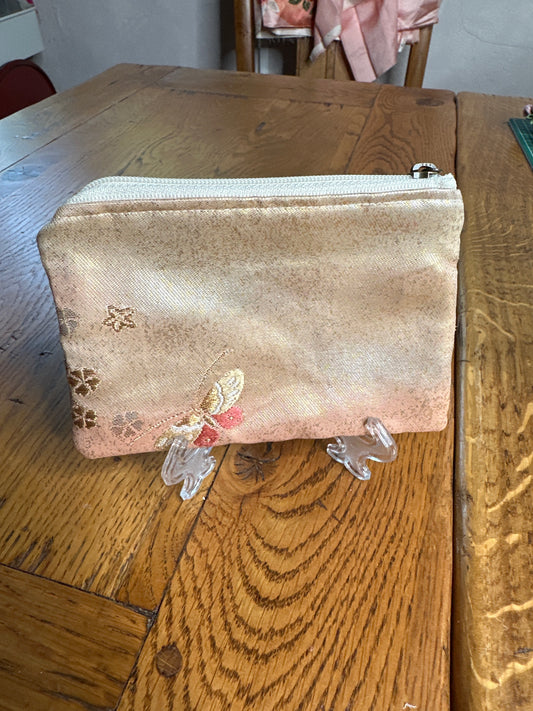 Mini pochette porte monnaie et carte Obi japonais en soie
