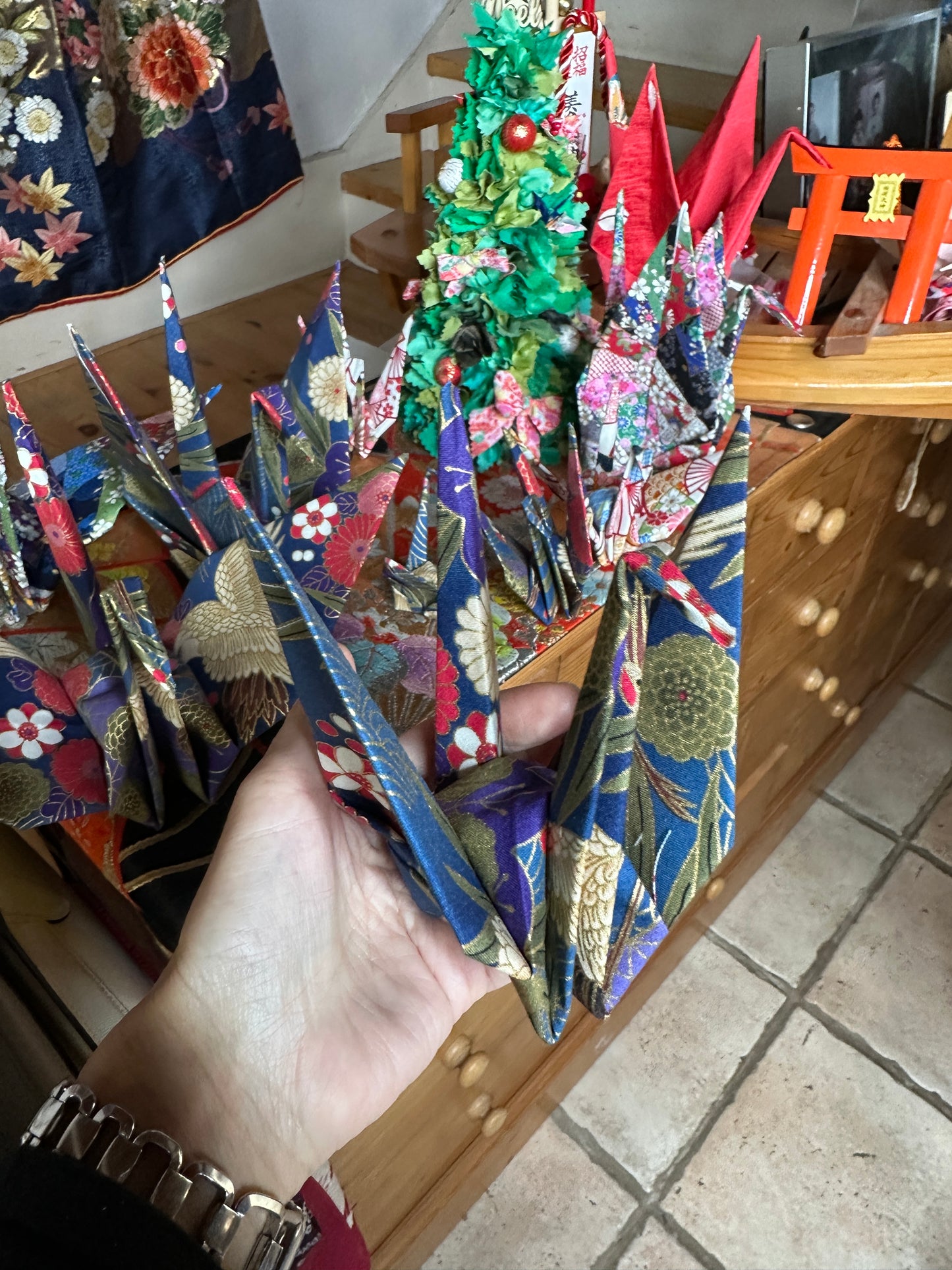 Grue oiseaux japonais en coton