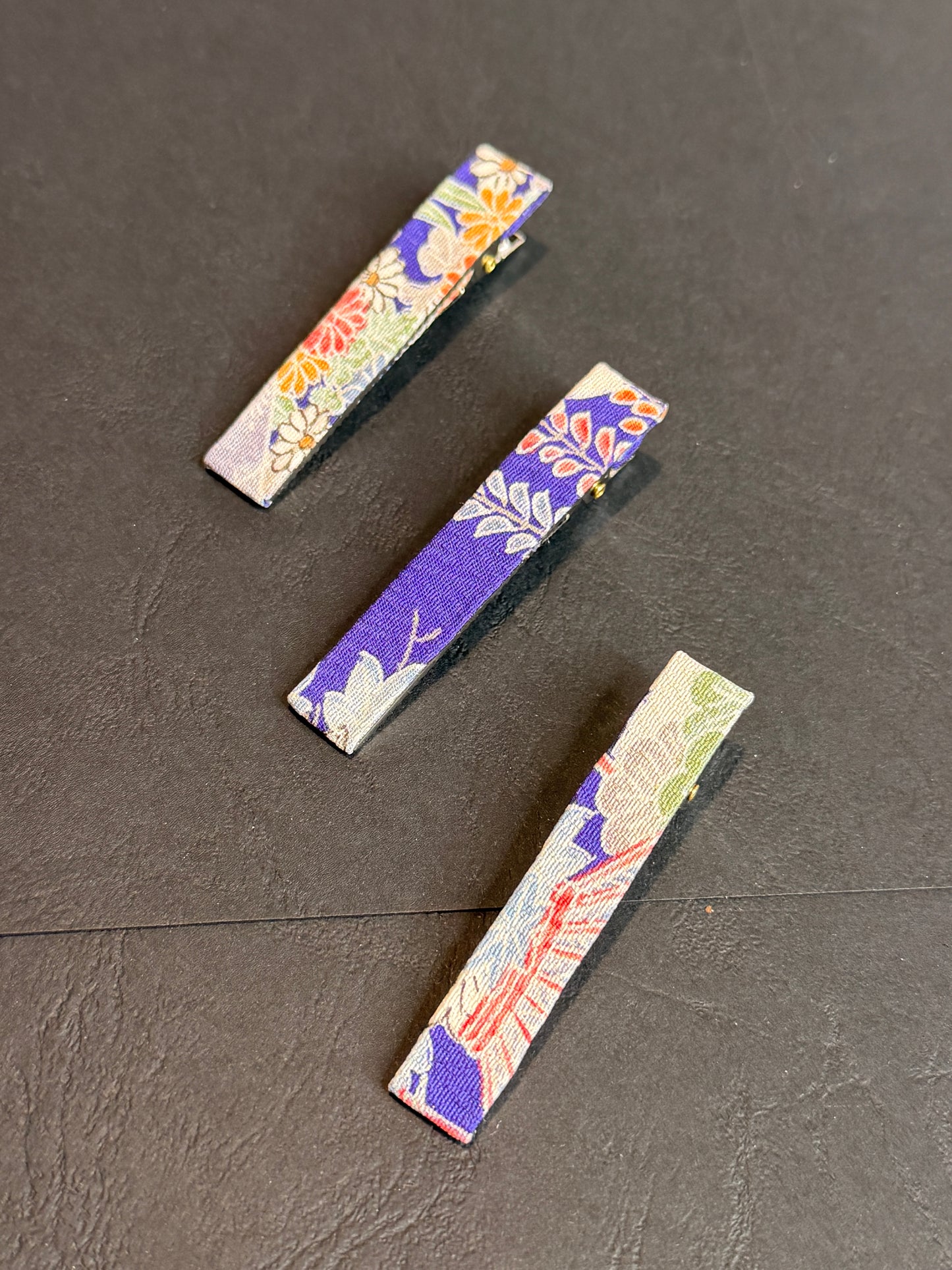 3 clips pour les cheveux tissu kimono japonais en soie