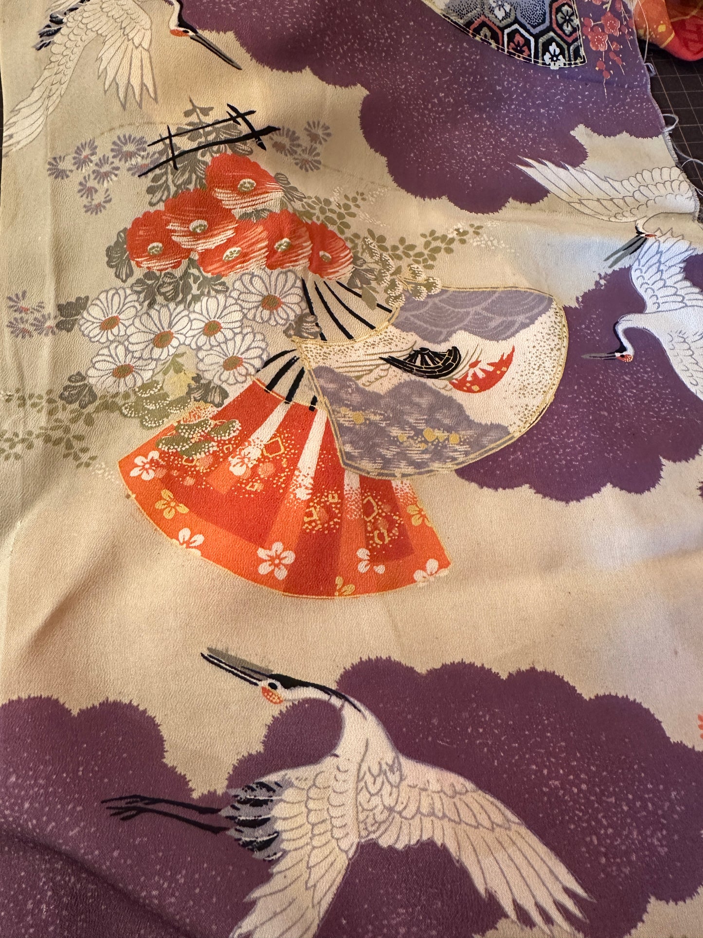 Snood tour de cou foulard kimono japonais antique en soie