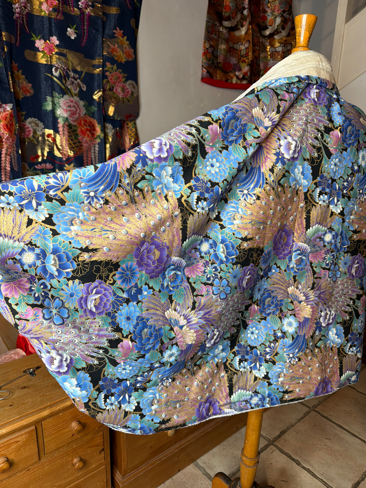 Momonga veste réversible tissu japonais en coton et micro polaire