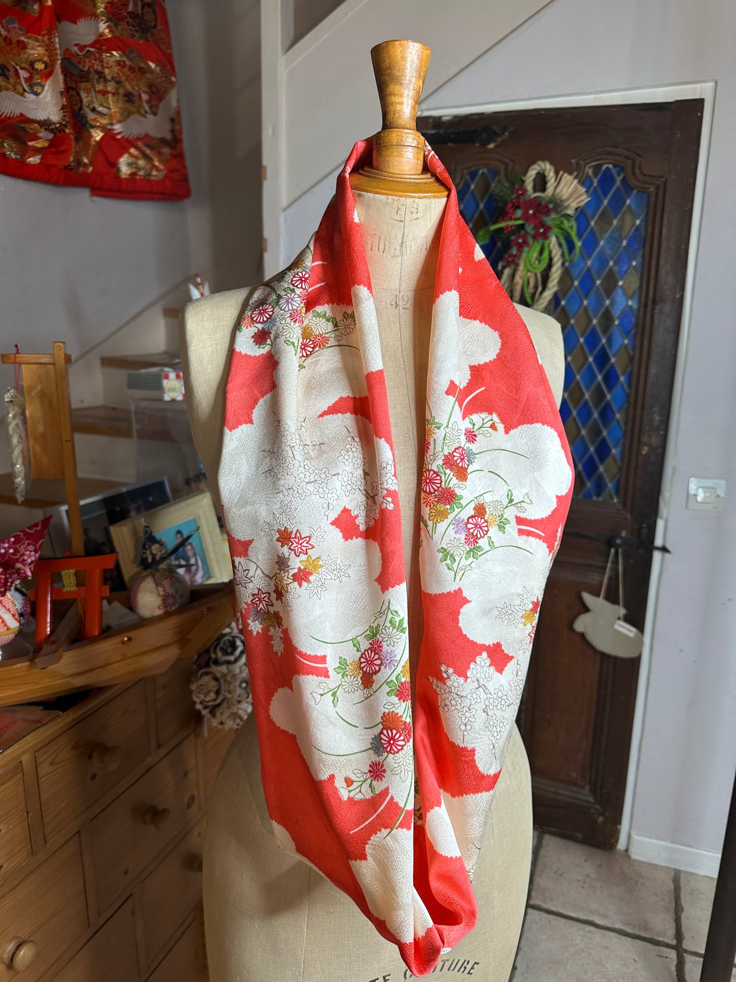 Tour de cou snood kimono japonais en soie