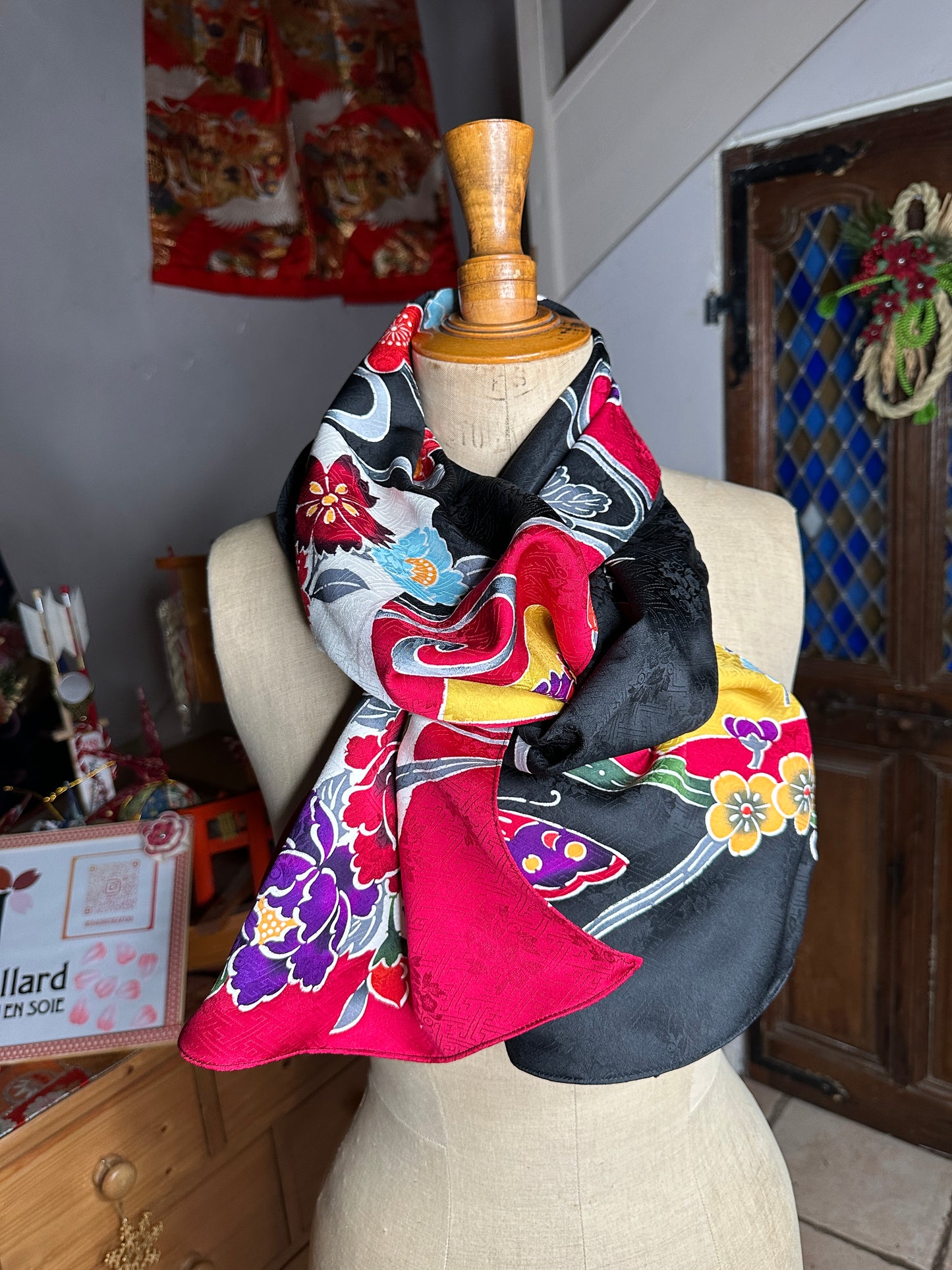 Foulard Châle furisode kimono japonais en soie
