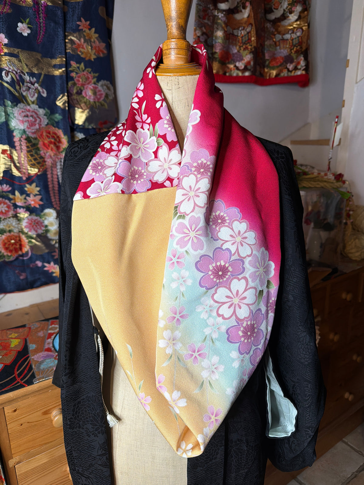 Tour de cou snood kimono japonais Furisode en soie
