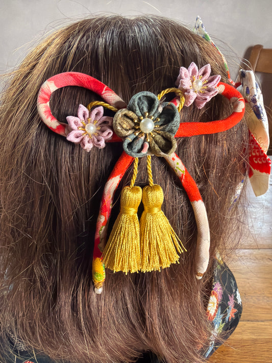 Pince à cheveux cordelette kimono japonais avec Tsumamisaiku
