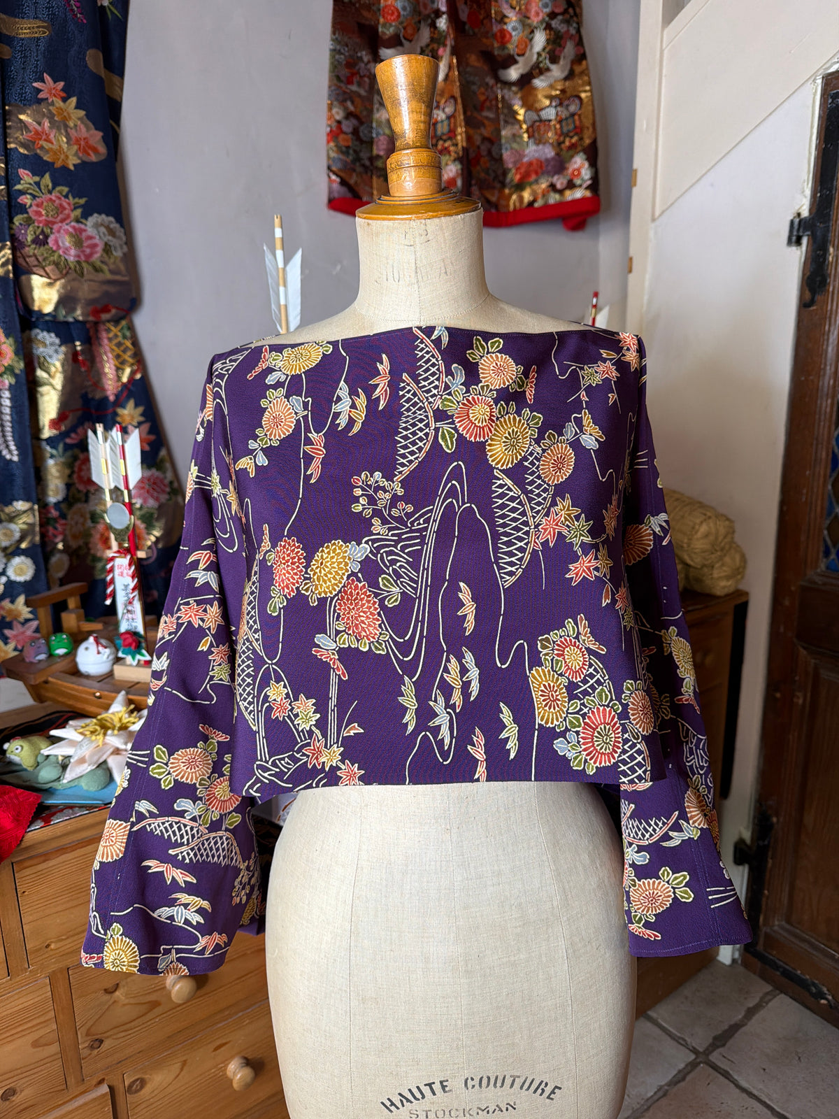Top tunique 3 en 1 kimono japonais en soie tango Chirimen