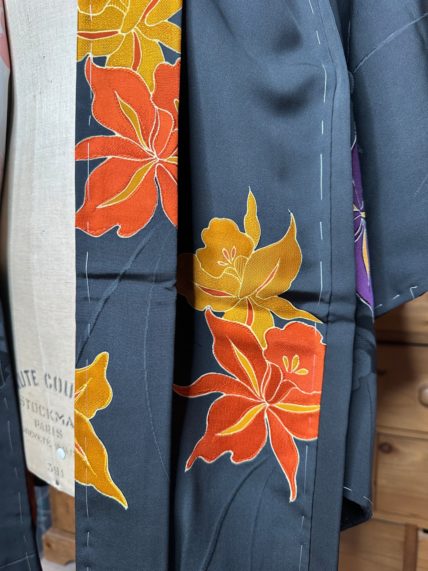 Naga Haori veste pour kimono japonais mi long en soie Neuf