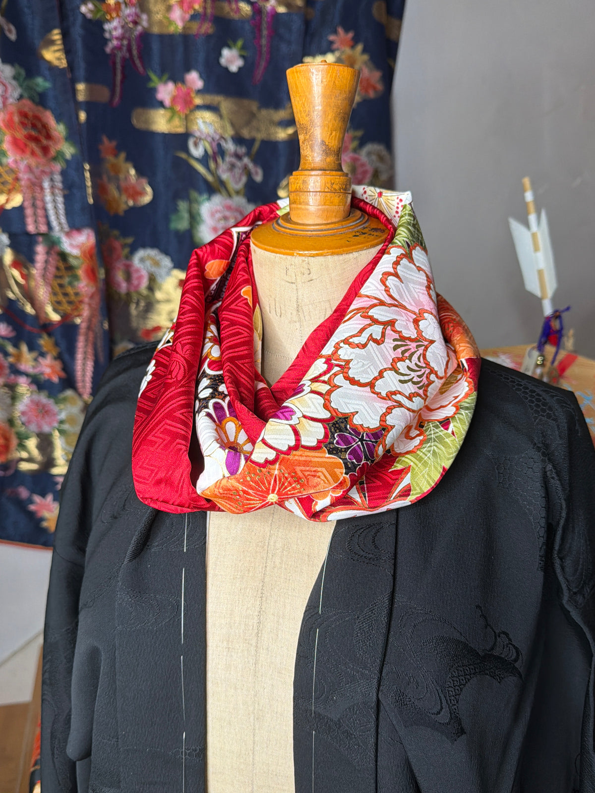 Tour de cou snood kimono japonais Furisode en soie