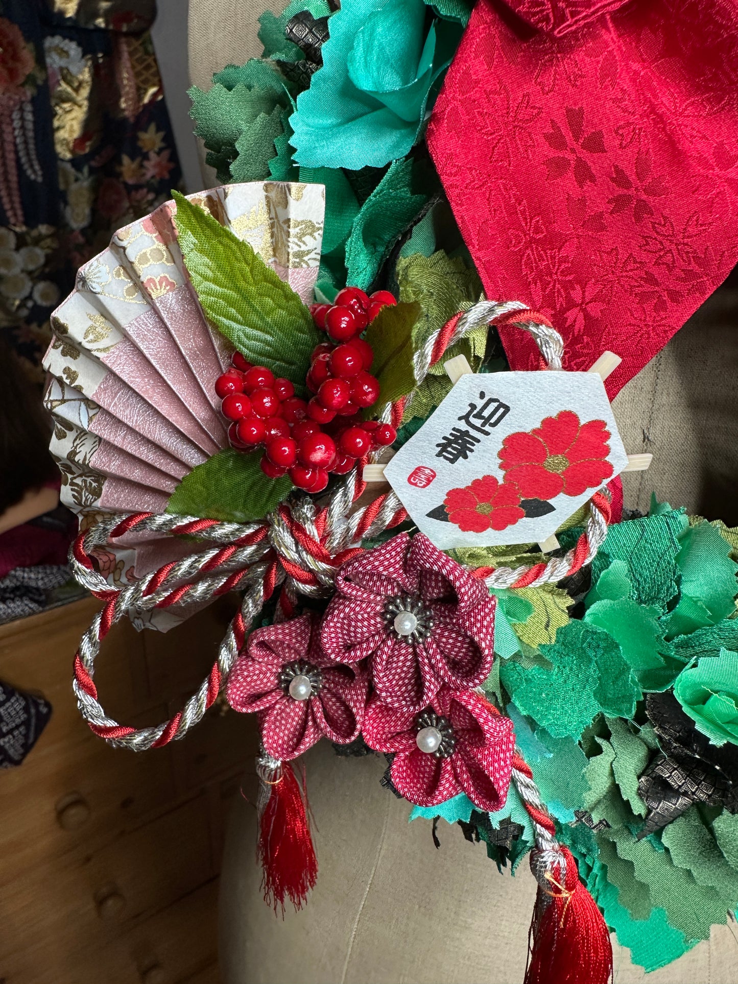 Couronne de Noël et nouvel an japonais en soie