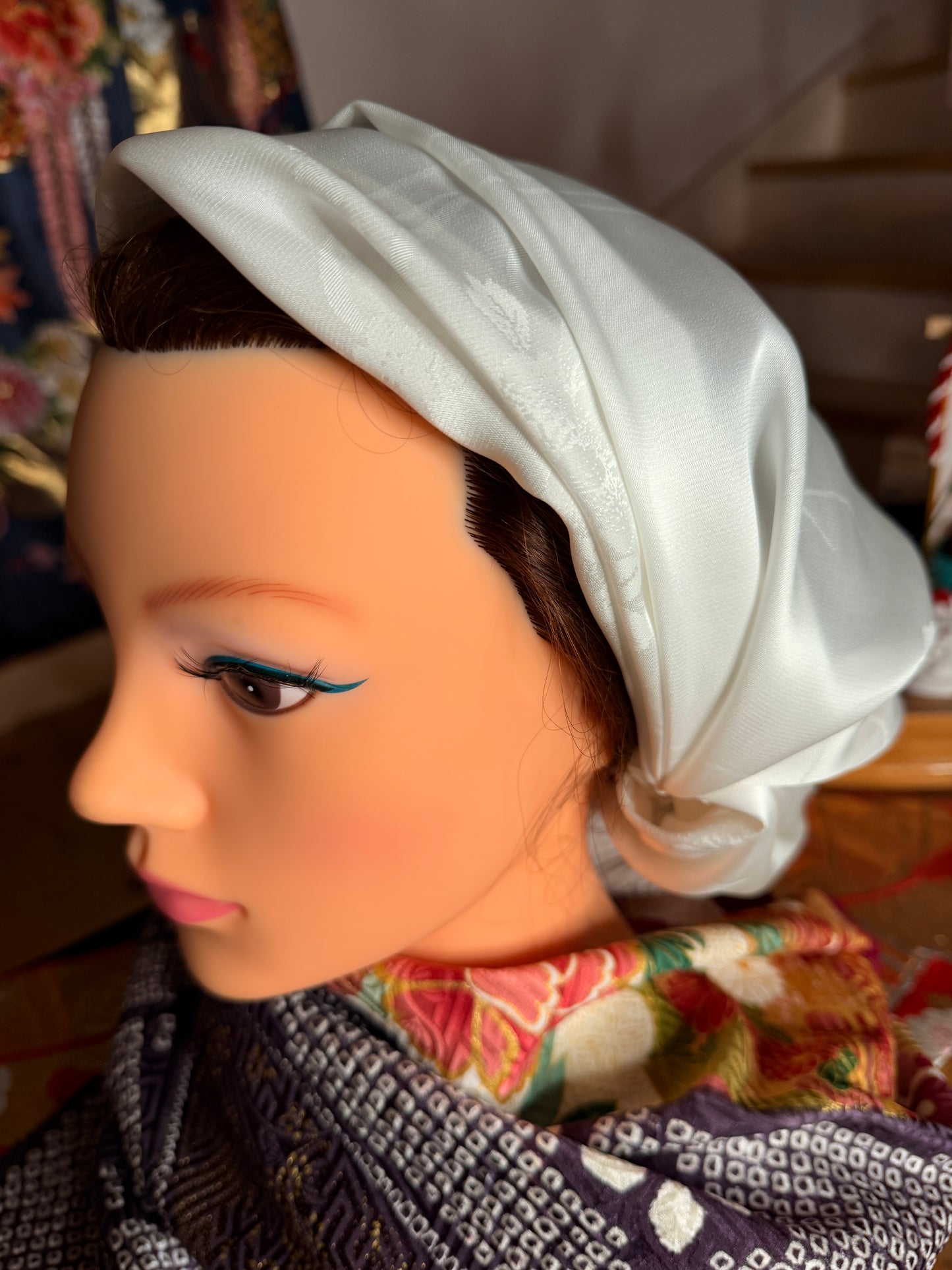 Bonnet de Nuit en soie kimono japonais