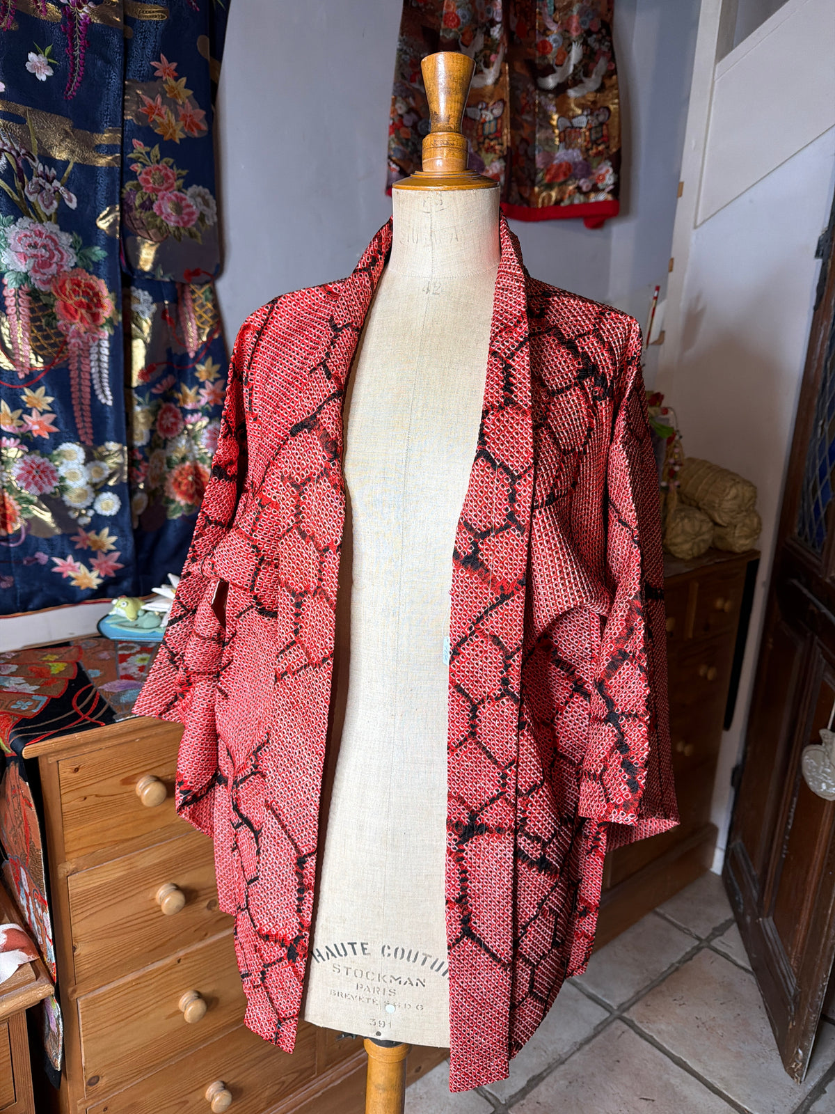 Haori veste de kimono en soie Shibori Neuf