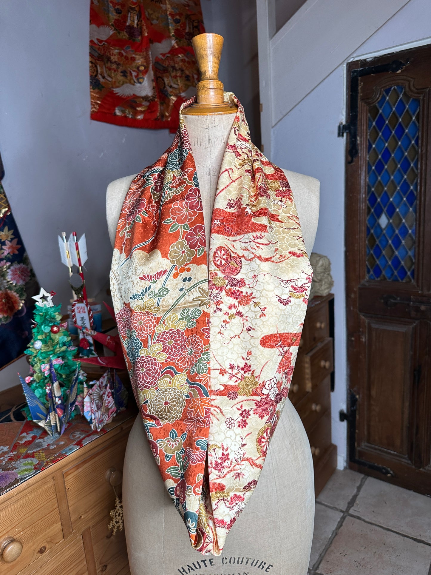 Tour de cou foulard kimono japonais en soie