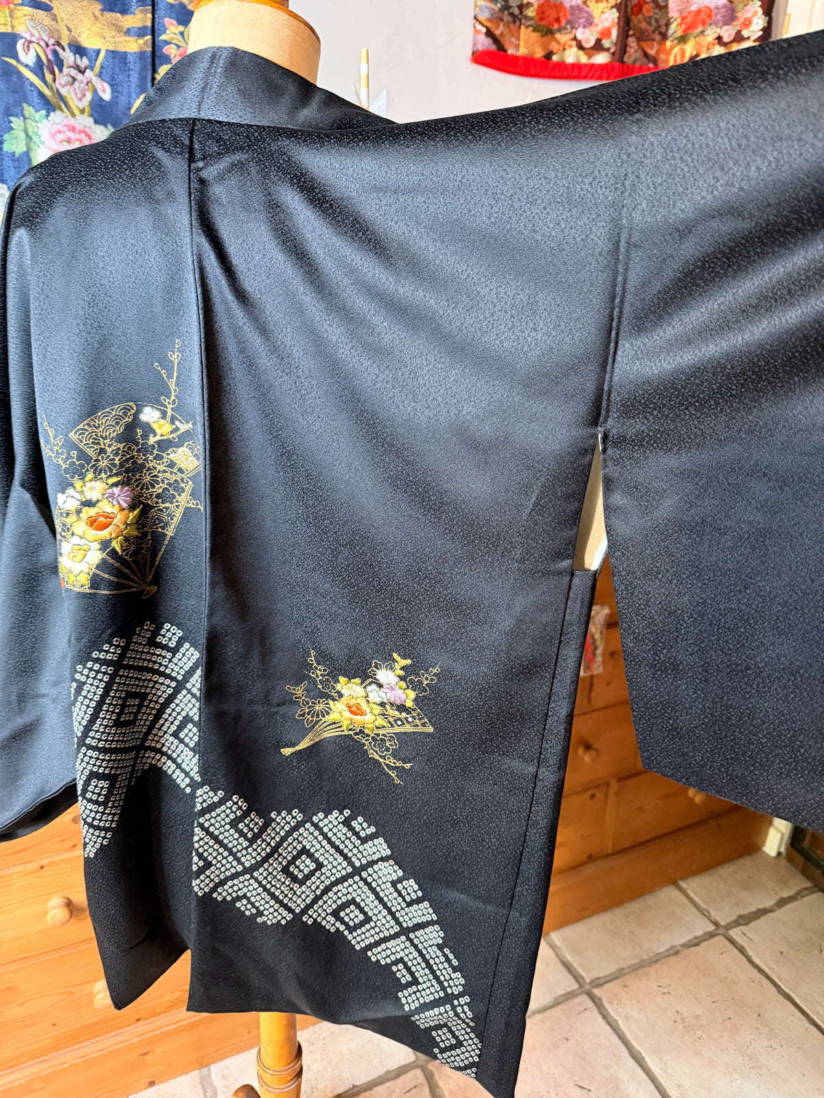 Haori veste de kimono japonais en soie avec Haori himo état Neuf