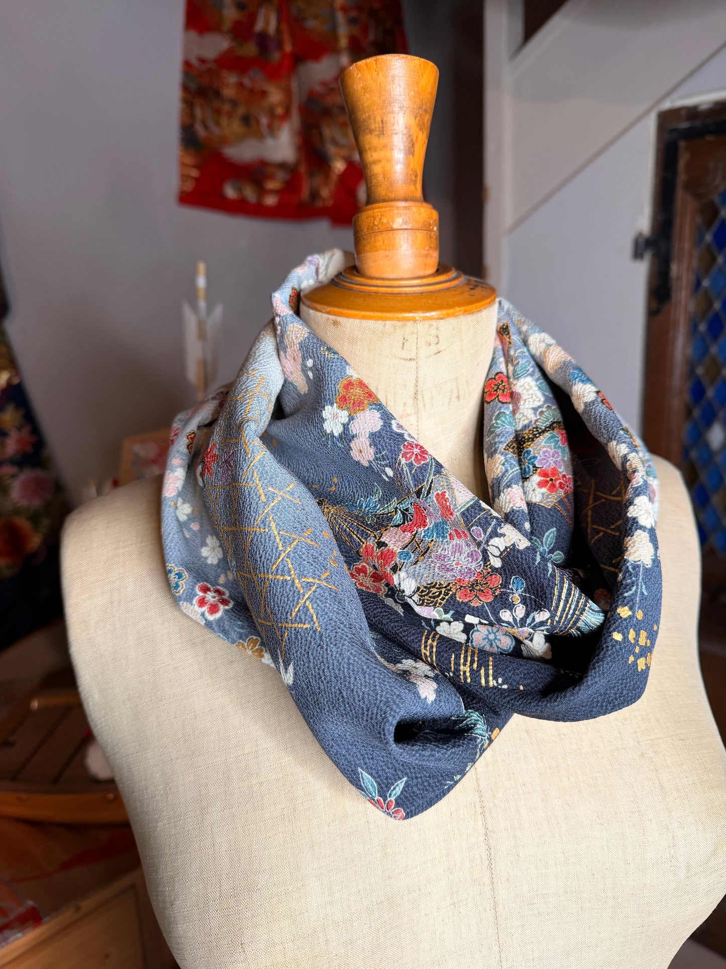 Tour de cou foulard kimono japonais en soie