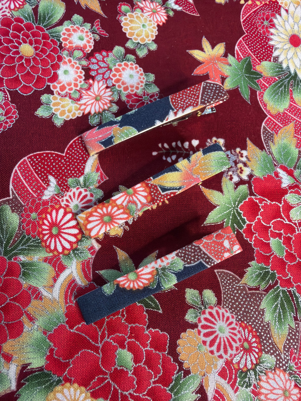 3 clips pour les cheveux tissu kimono japonais en soie