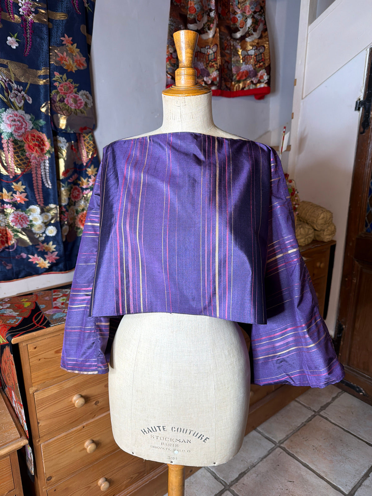 Top tunique 3 en 1 tissu en soie Kurumegasuru japonais