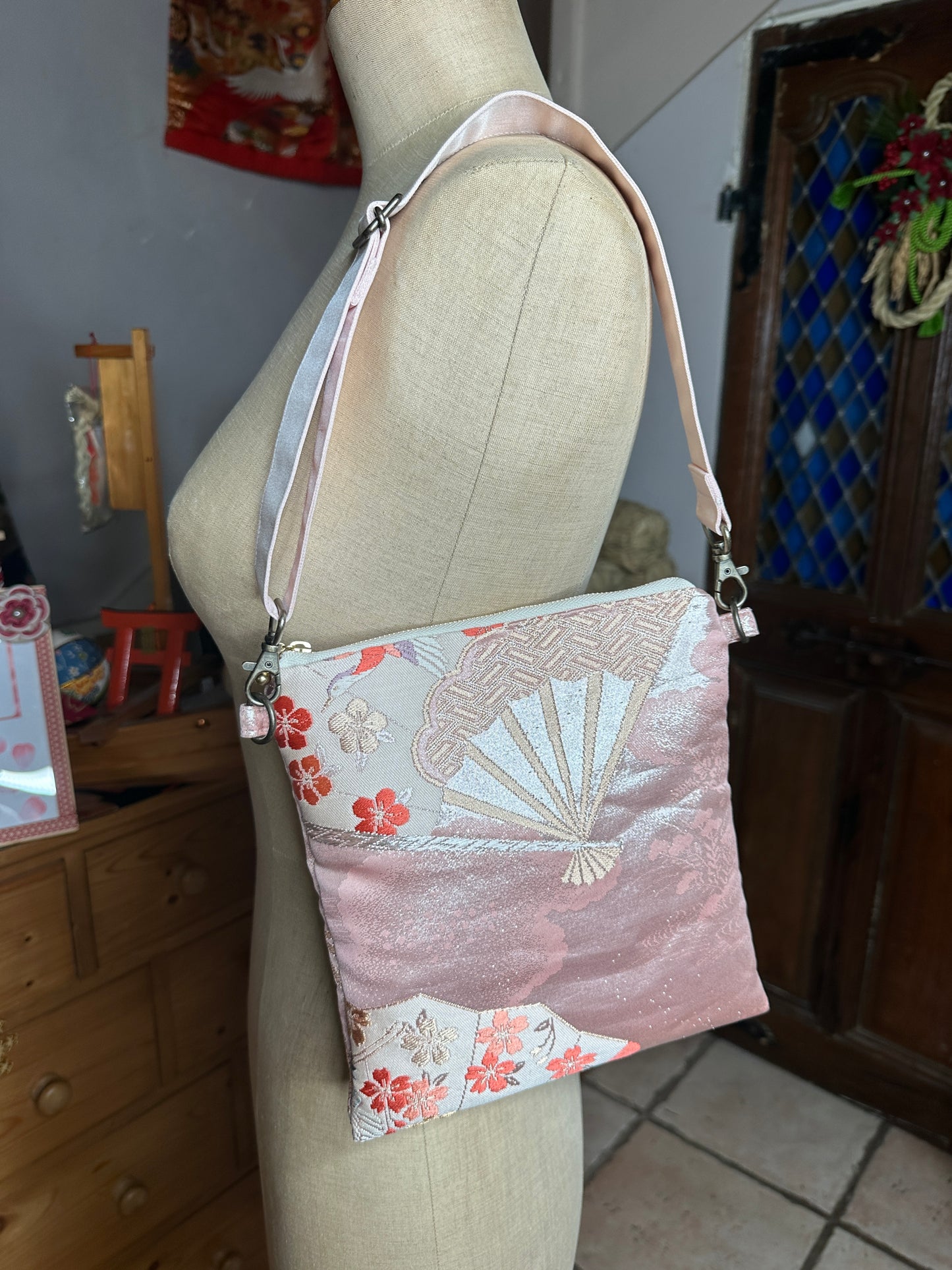 Pochette sac à l’épaule Obi kimono japonais en soie