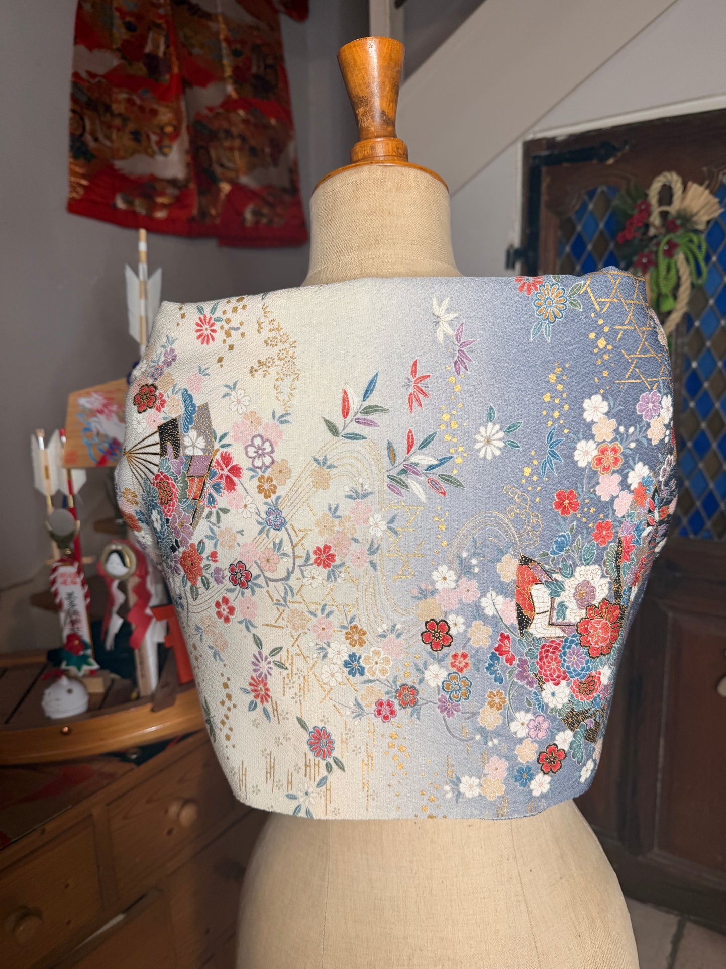 Top tunique courte kimono japonais en soie