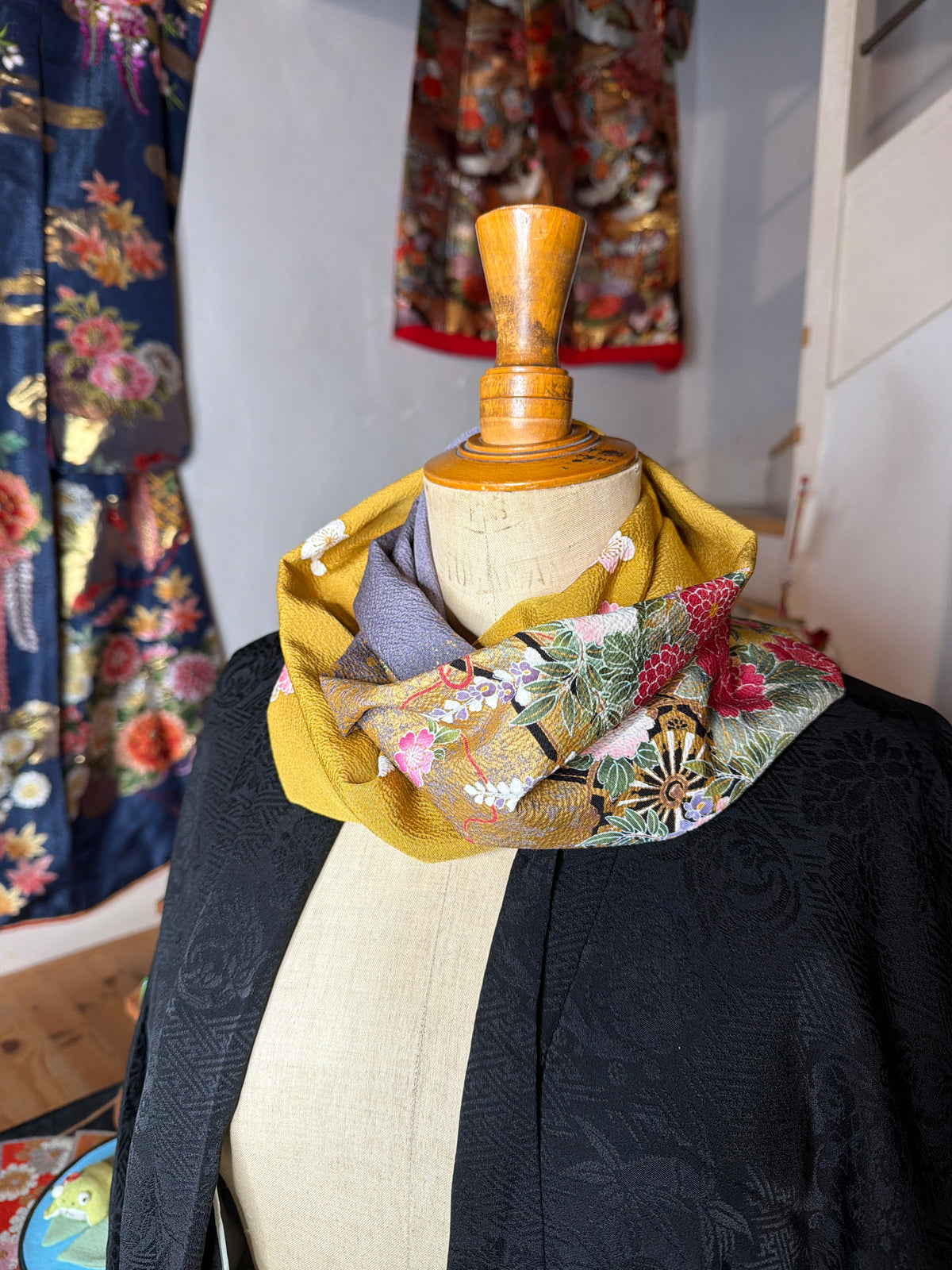 Tour de cou snood kimono japonais Furisode en soie