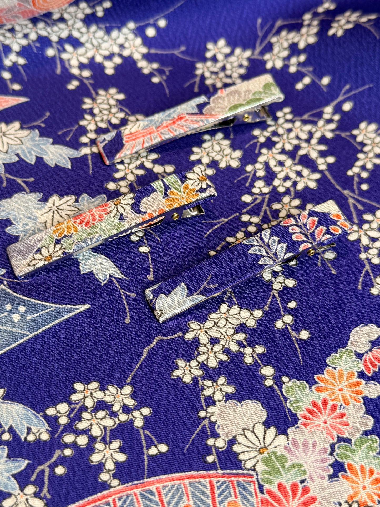 3 clips pour les cheveux tissu kimono japonais en soie