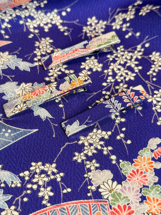 3 clips pour les cheveux tissu kimono japonais en soie