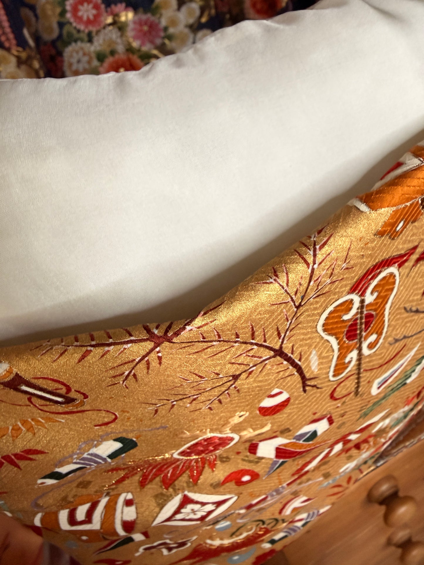 Coussin kimono japonais en soie Neuf