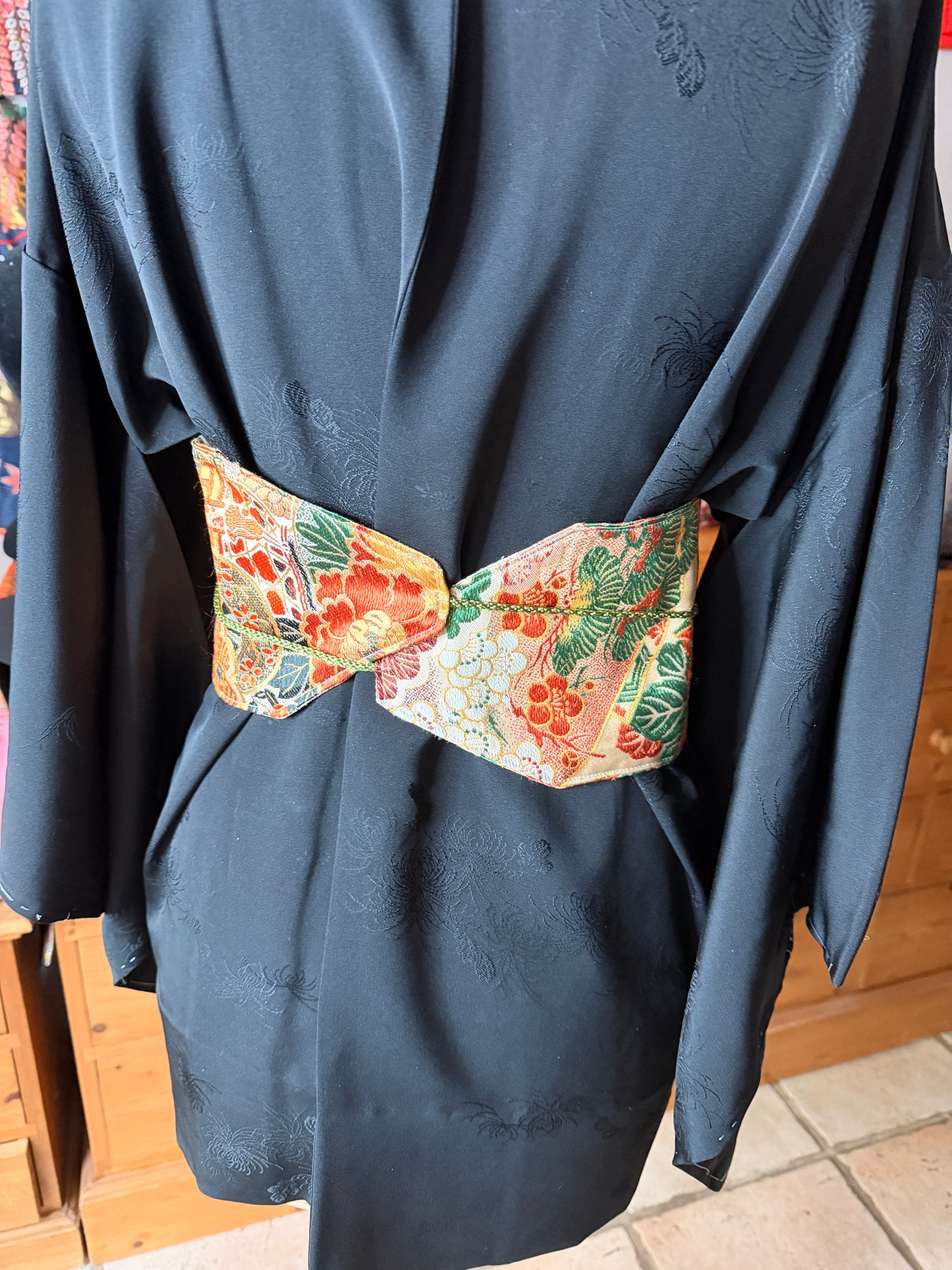 Ceinture Obi kimono japonais en soie recto verso