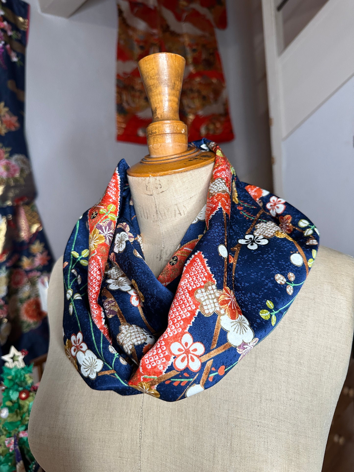 Tour de cou foulard kimono japonais en soie