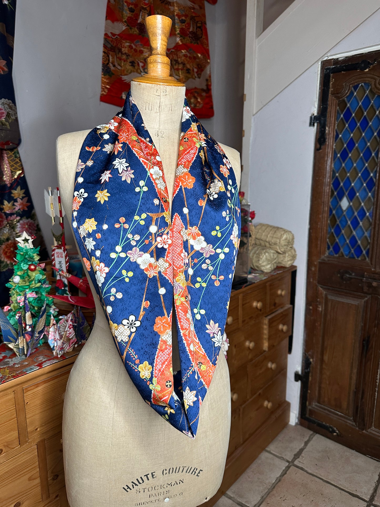 Tour de cou foulard kimono japonais en soie