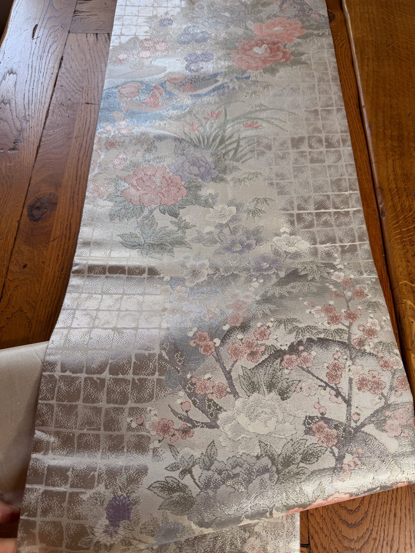 Chemin de table Obi japonais en saganishiki platine