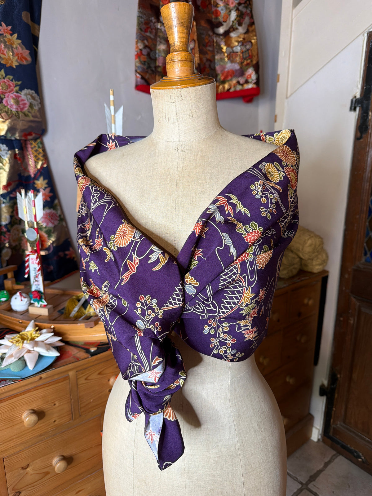 Top tunique 3 en 1 kimono japonais en soie tango Chirimen