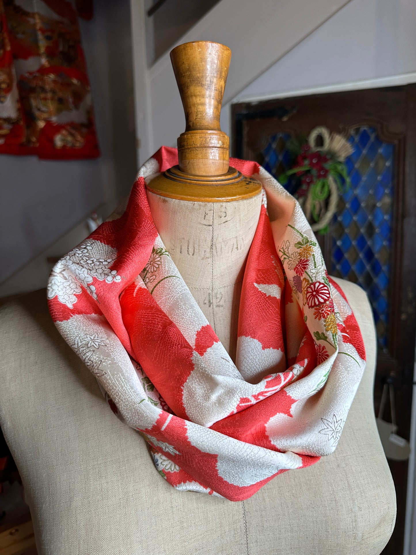 Tour de cou snood kimono japonais en soie