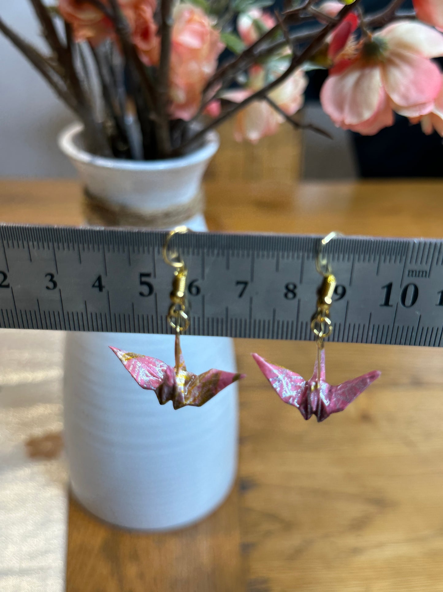 Boucle d’oreille grue oiseau japonais