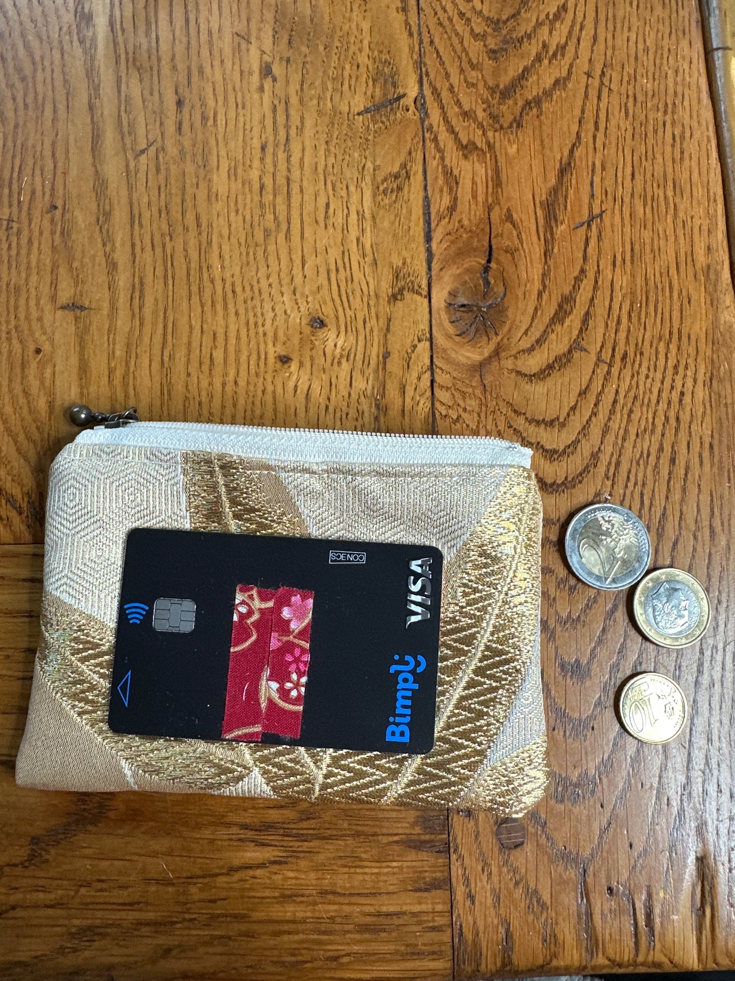Mini pochette porte carte monnaie Obi japonais