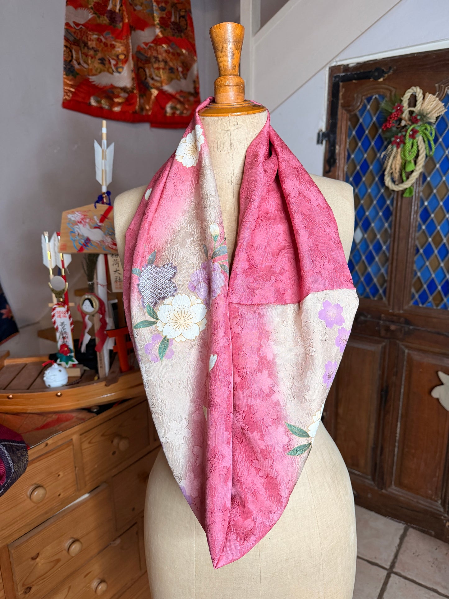 Snood tour de cou kimono Japonais furisode en soie Neuf
