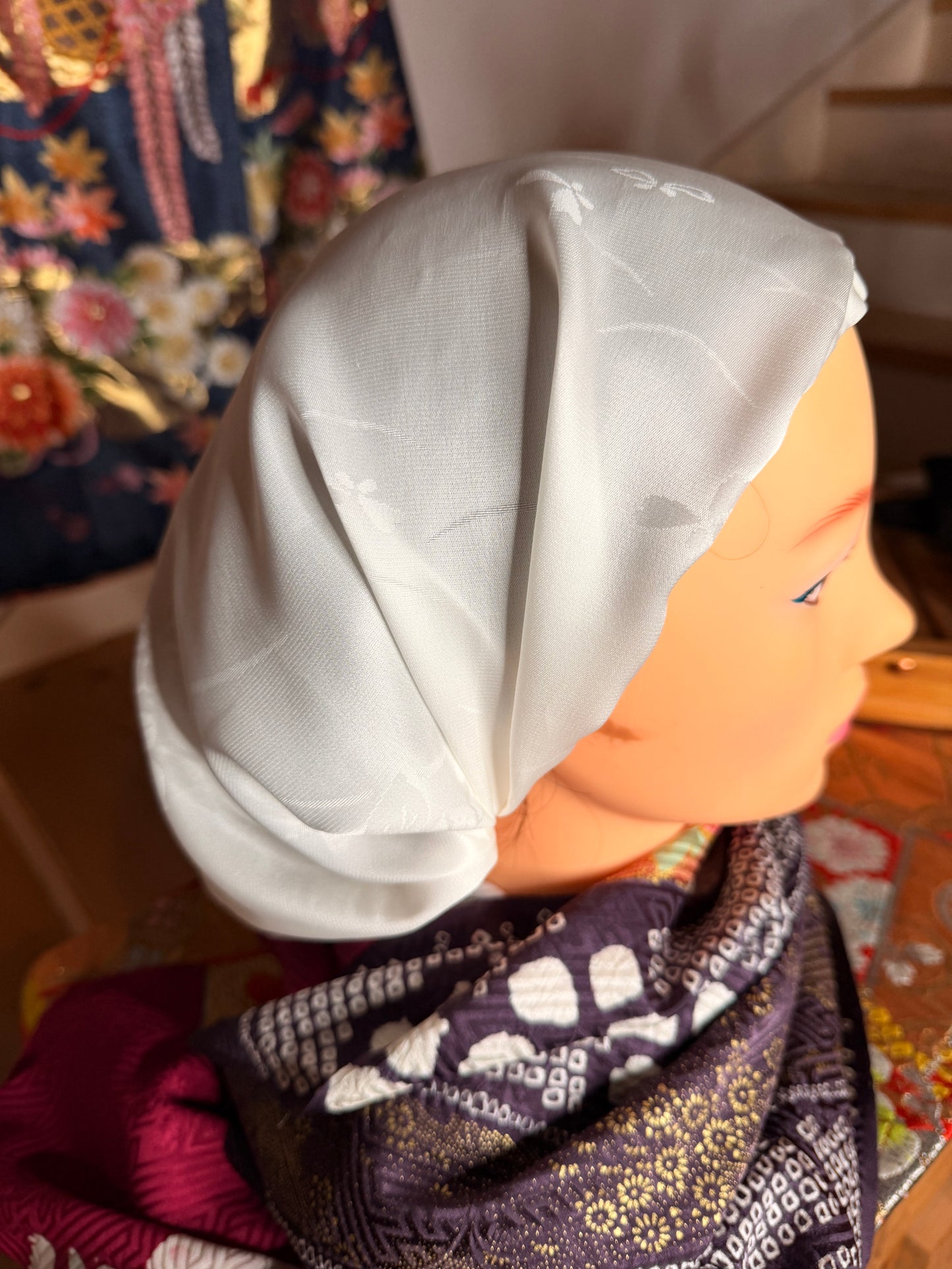 Bonnet de Nuit en soie kimono japonais