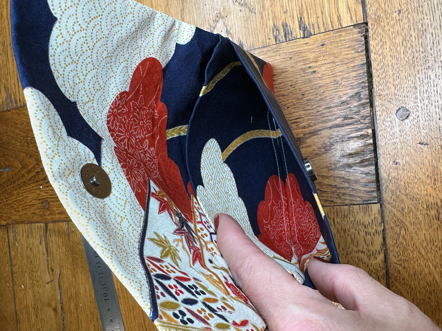 Pochette 2 compartiments kimono japonais en soie