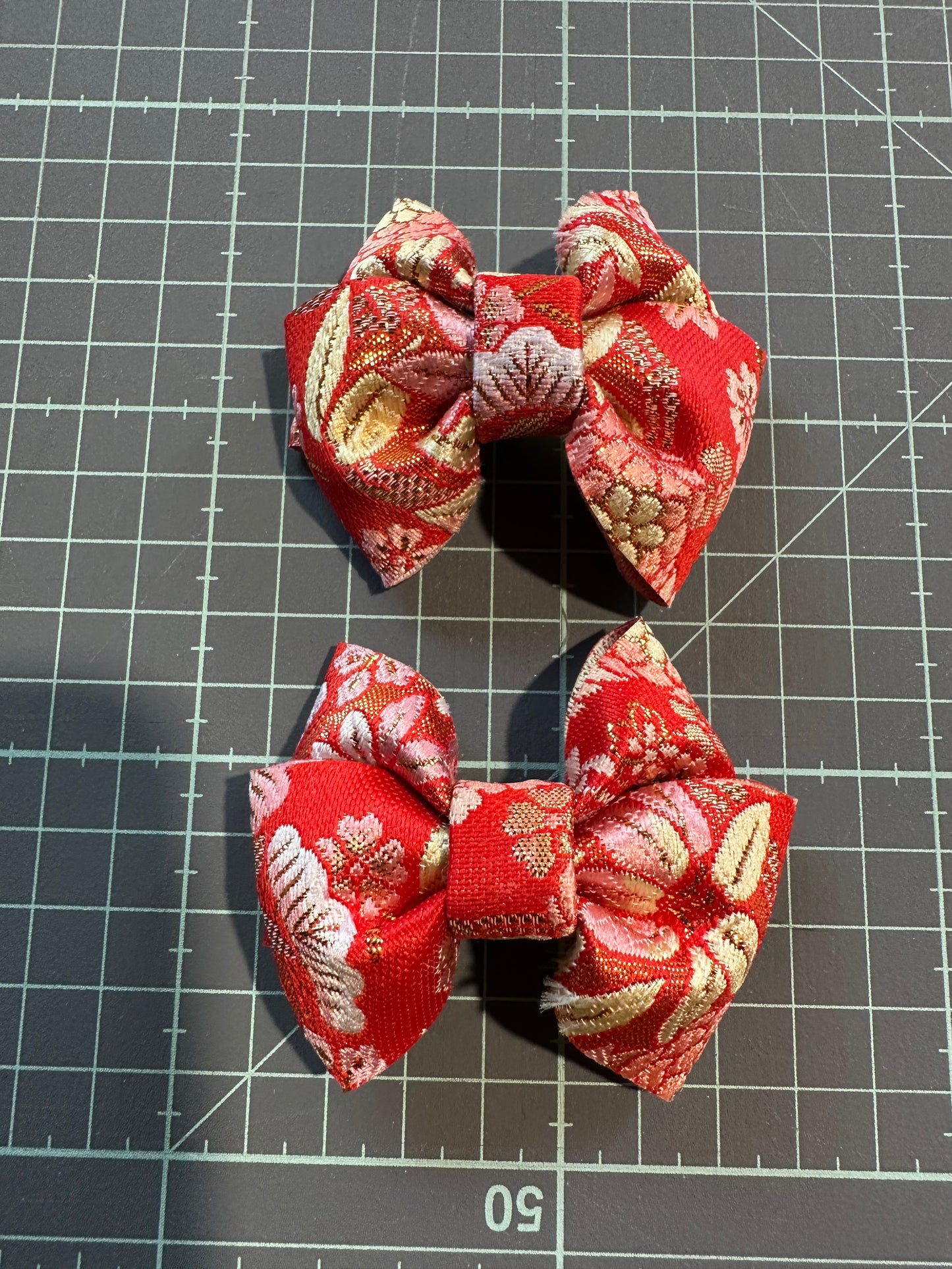 2 pinces à cheveux rubans japonais Obi