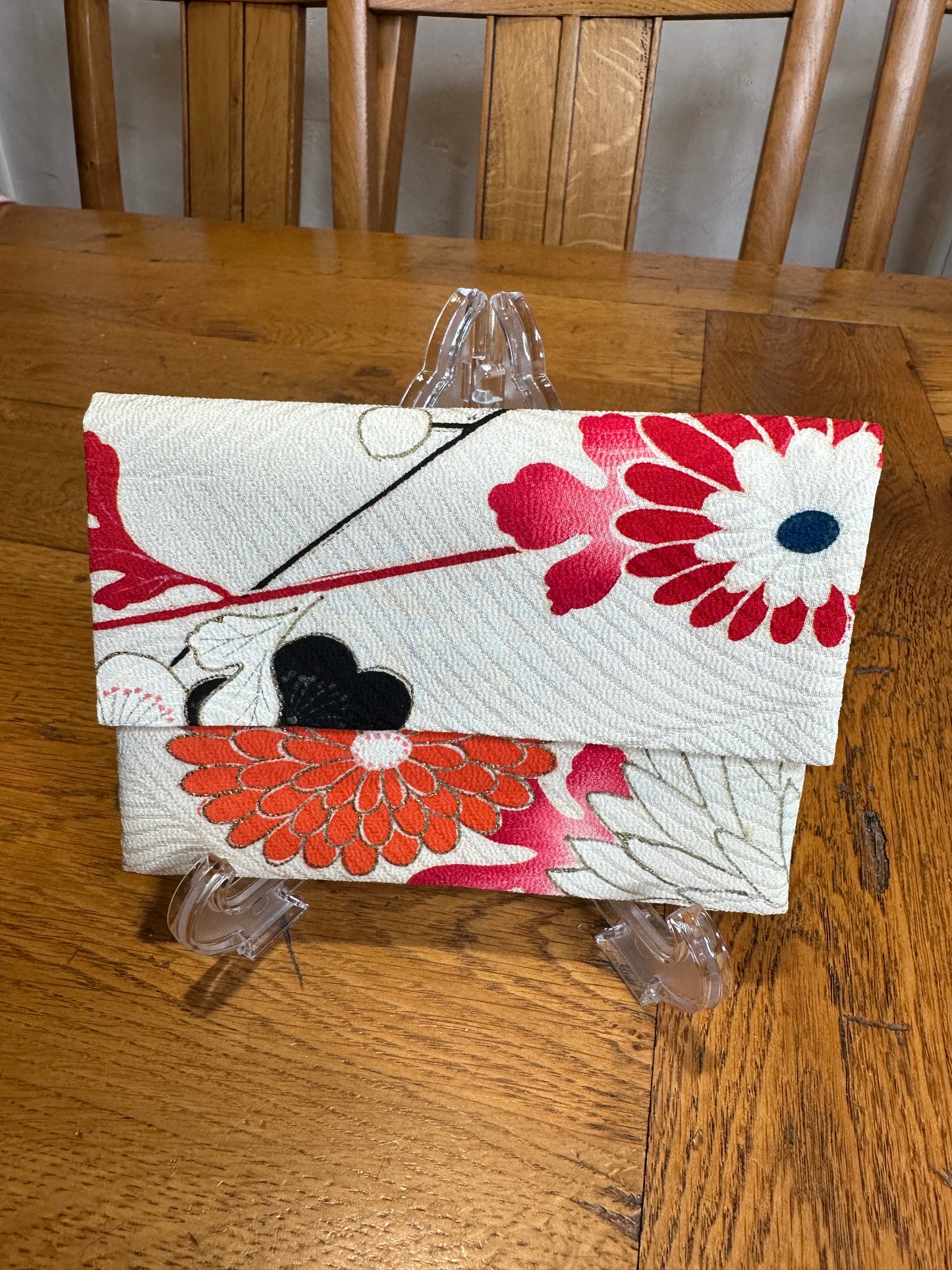 Pochette 2 compartiments kimono japonais en soie