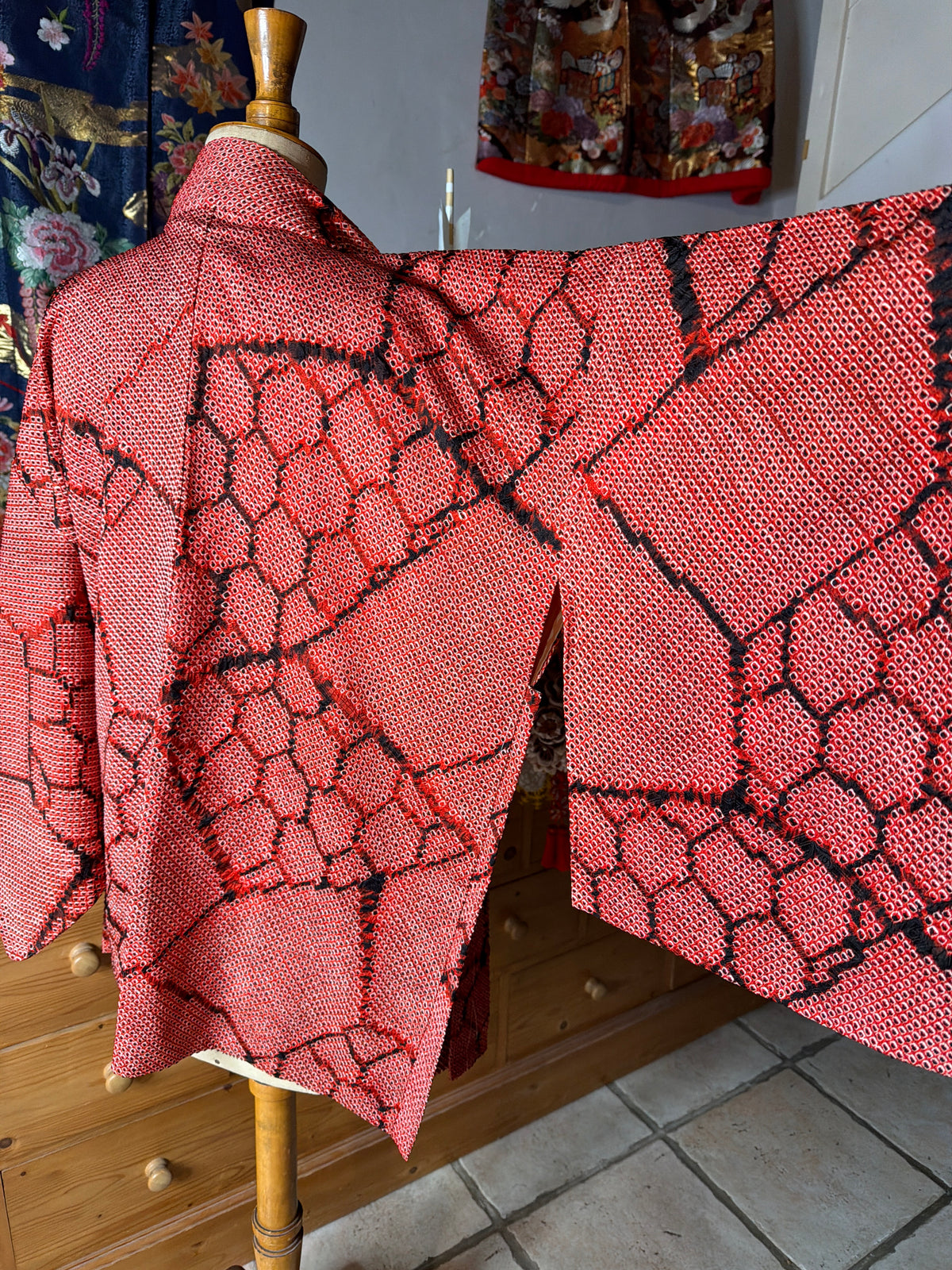 Haori veste de kimono en soie Shibori Neuf