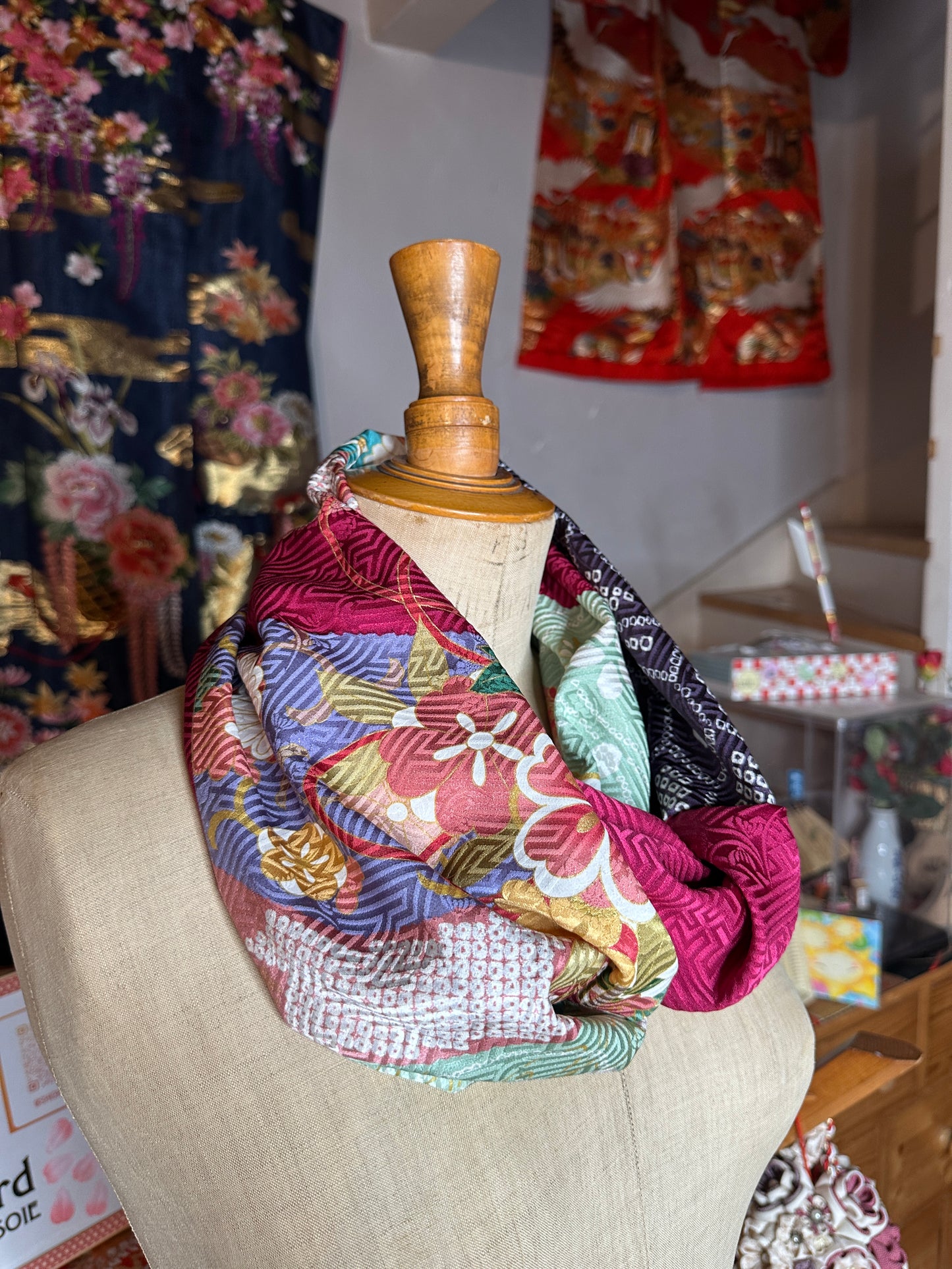 Snood tour de cou kimono japonais Furisode en soie Neuf