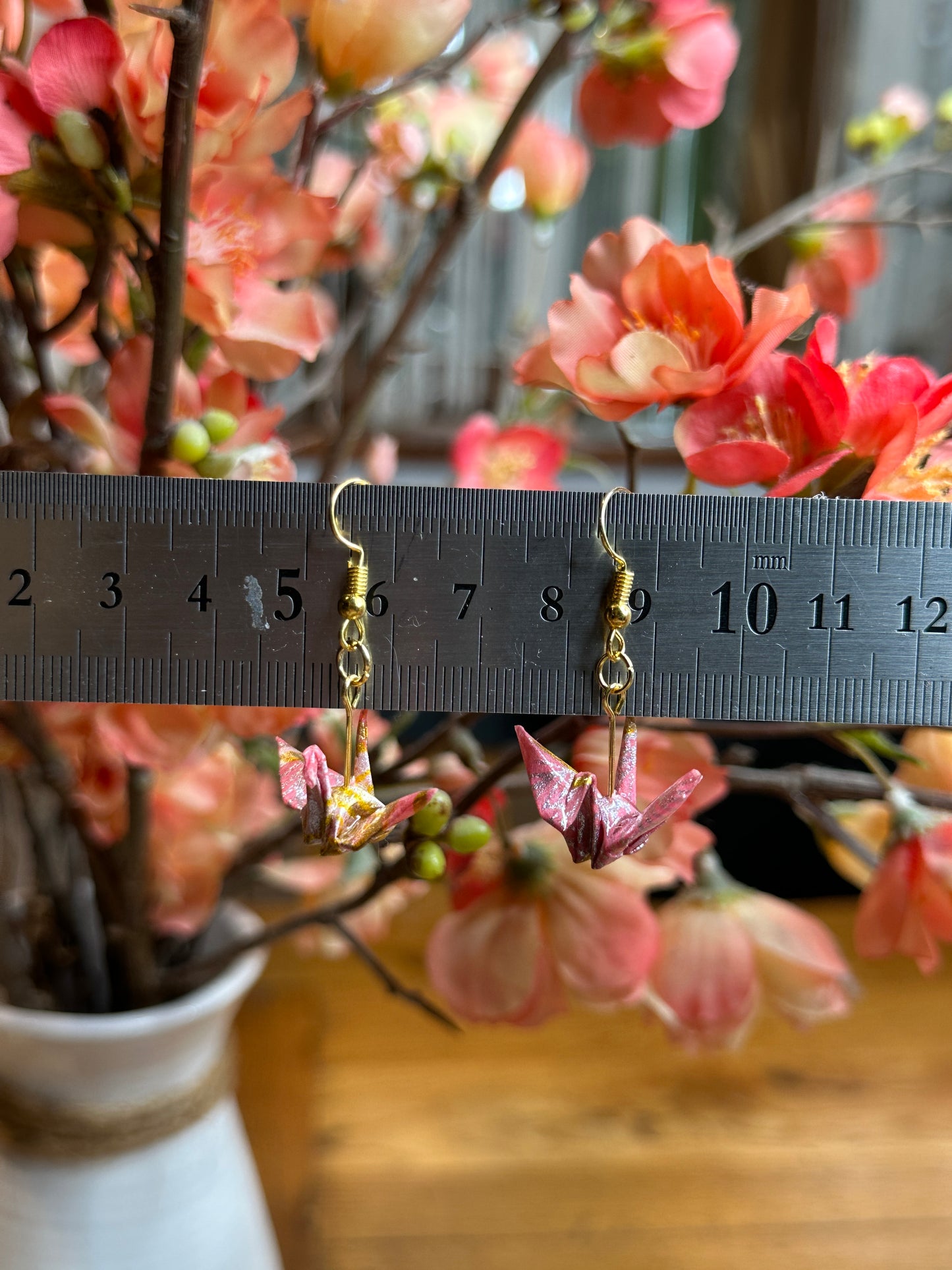 Boucle d’oreille grue oiseau japonais